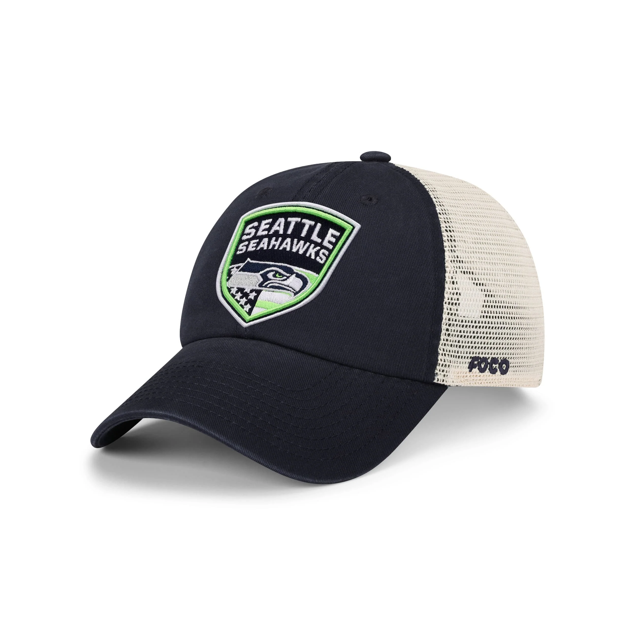 Seattle Seahawks NFL Americana Patch Casual Trucker Cap (PREORDER - SHIPS LATE JUNE)