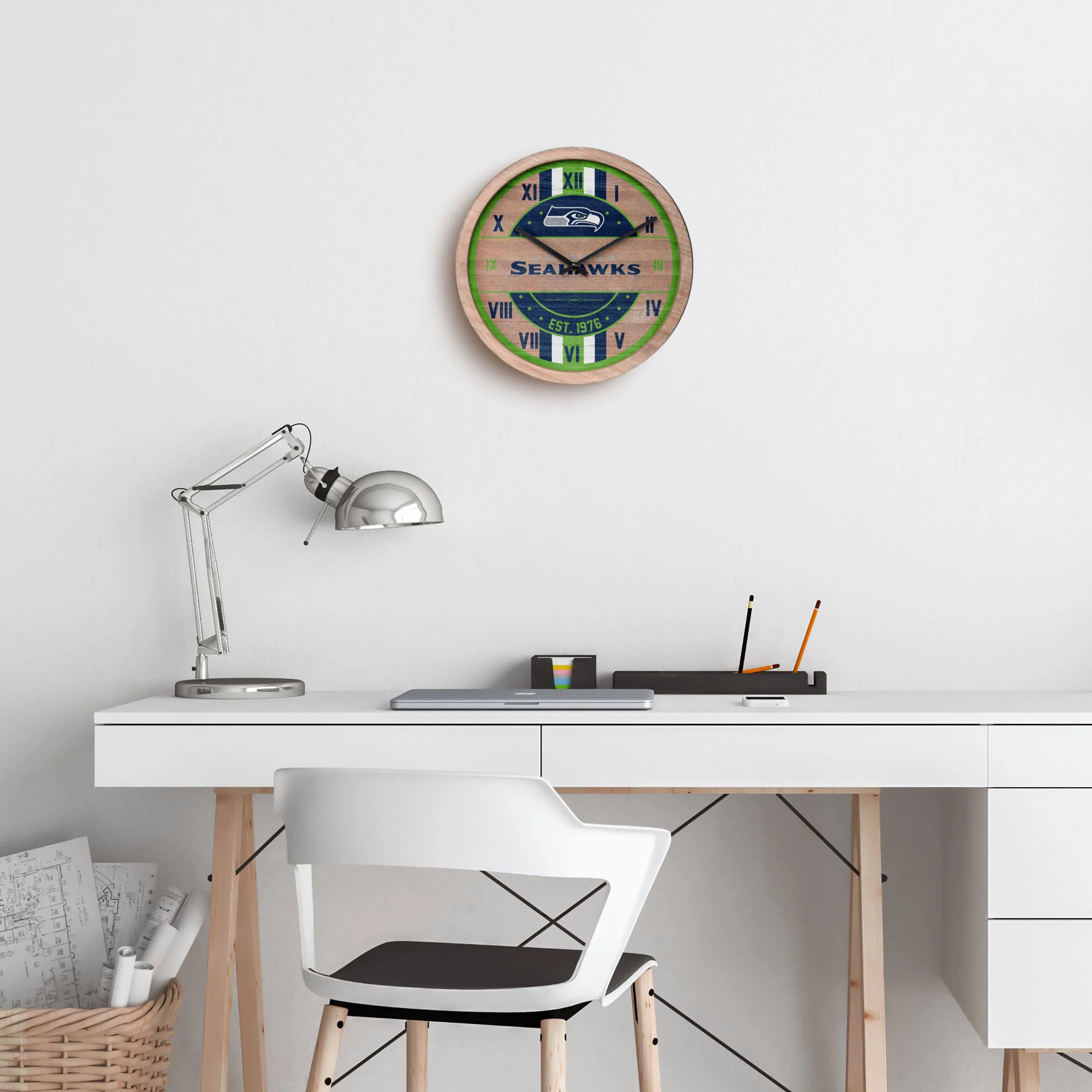 Seattle Seahawks NFL Barrel Wall Clock - Image 3