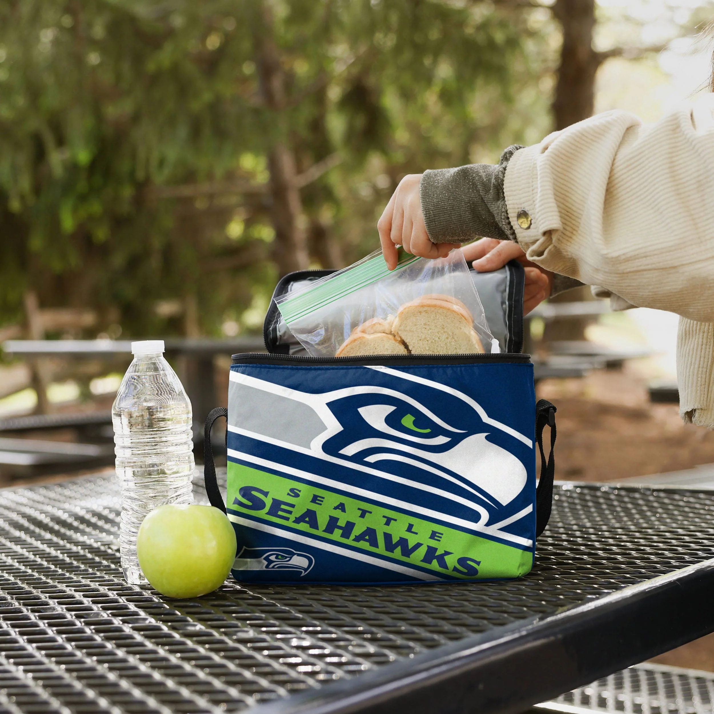 Seattle Seahawks NFL Big Logo Stripe 6 Pack Cooler - Image 3