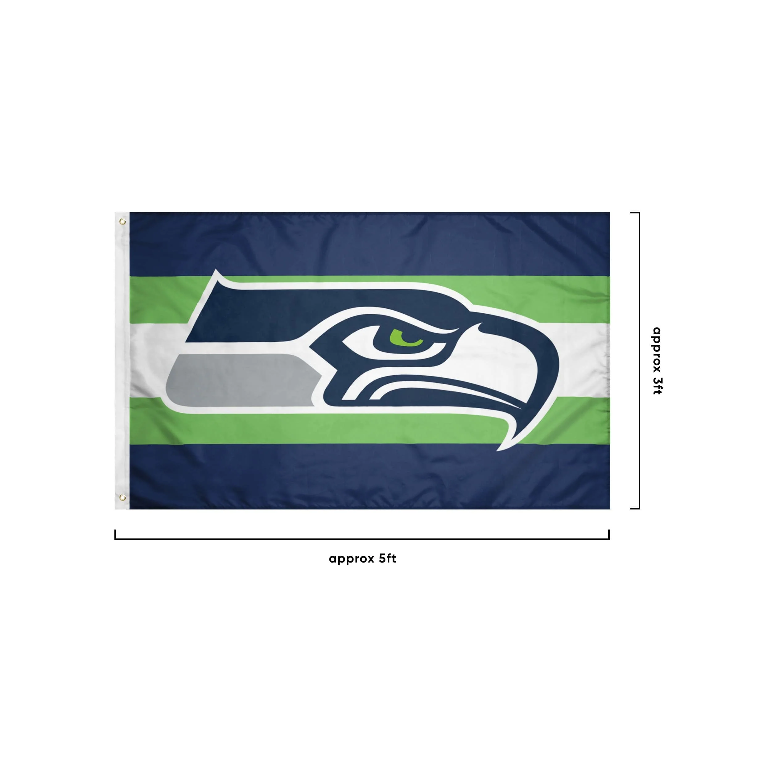 Seattle Seahawks NFL Big Logo Team Stripe Horizontal Flag - Image 3