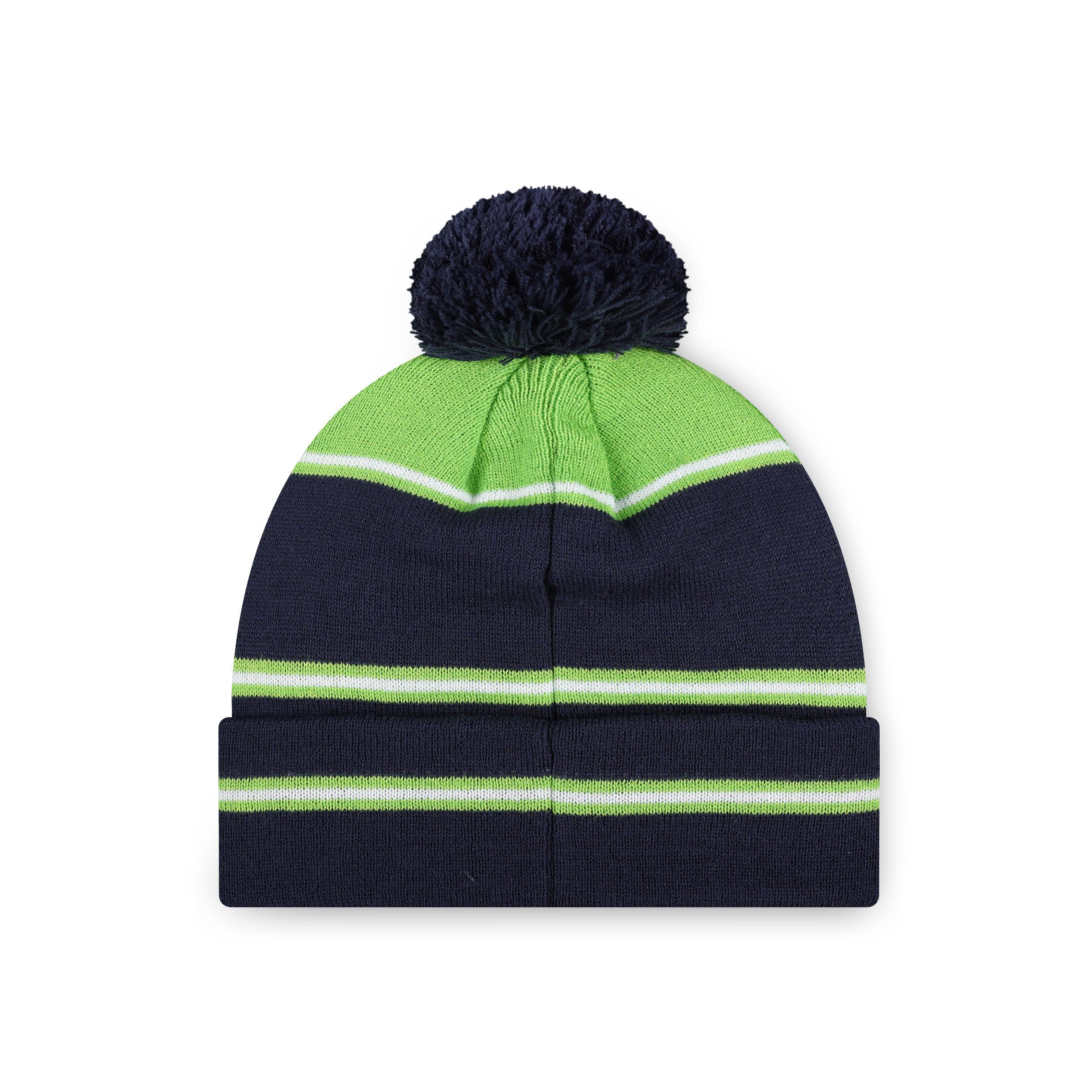 Seattle Seahawks NFL Big Wordmark Stripe Pom Beanie - Image 2