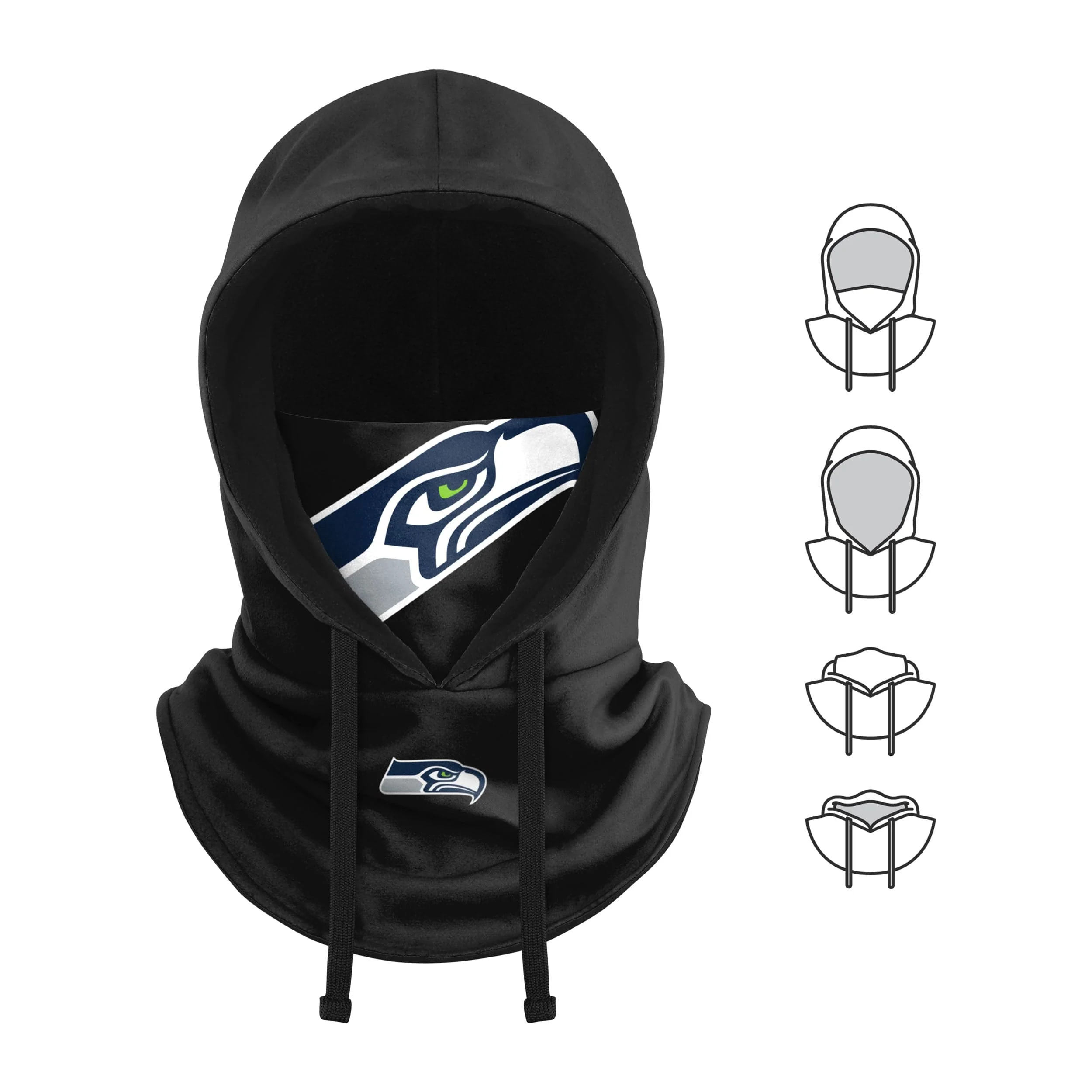 Seattle Seahawks NFL Black Drawstring Hooded Gaiter - Image 5