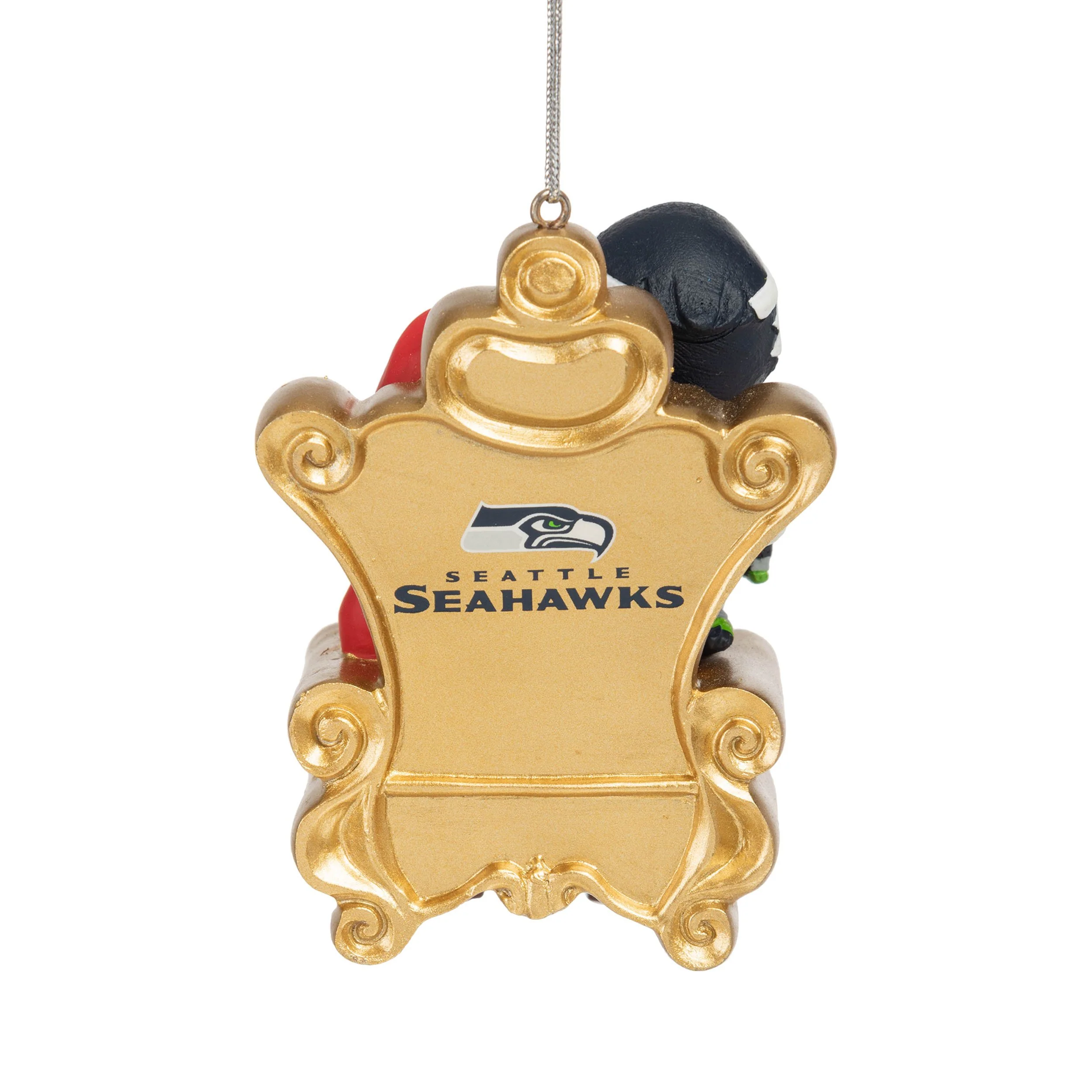 Seattle Seahawks NFL Blitz Mascot on Santas Lap Ornament - Image 3