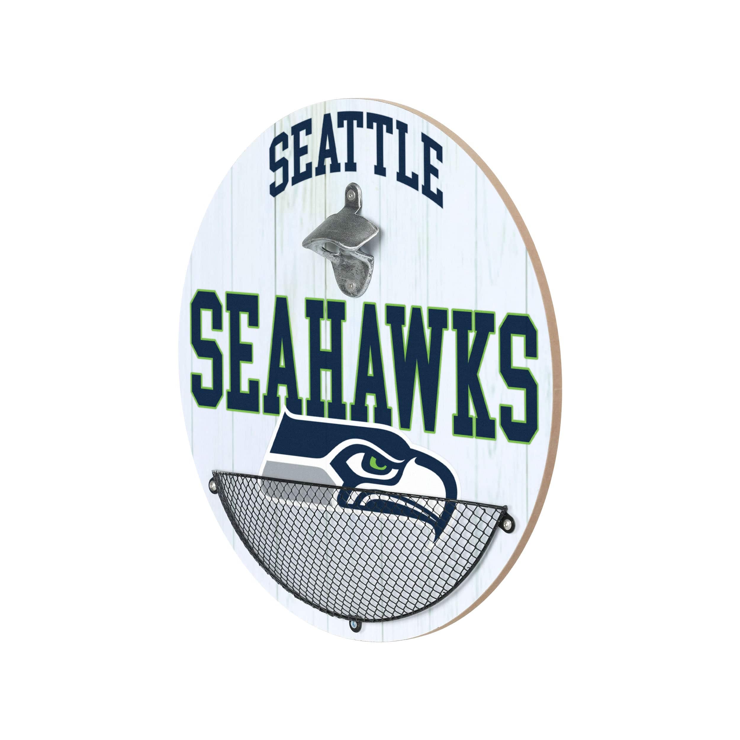 Seattle Seahawks NFL Bottle Opener Cap Catcher Wall Sign - Image 2