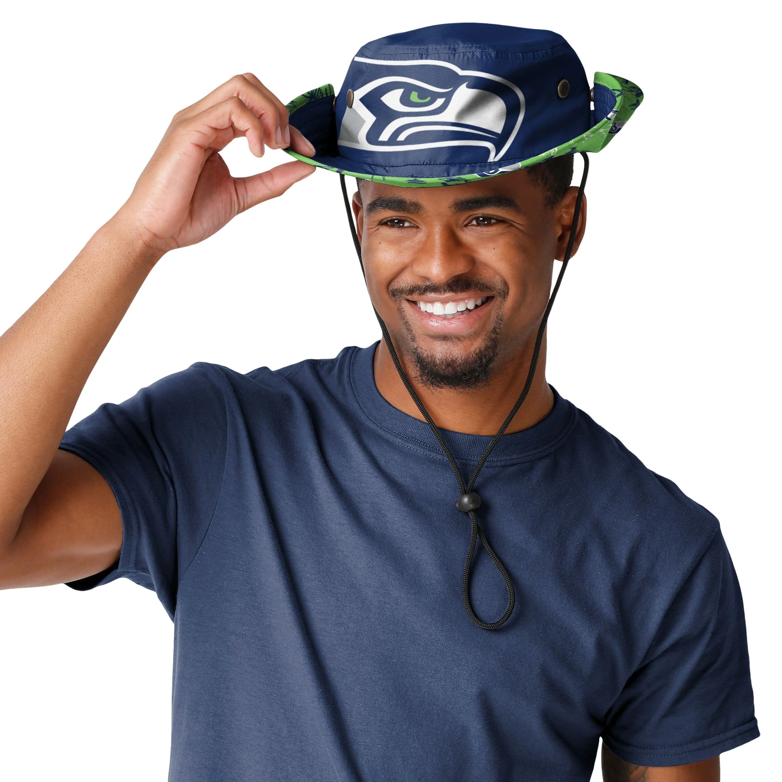 Seattle Seahawks NFL Cropped Big Logo Hybrid Boonie Hat - Image 3