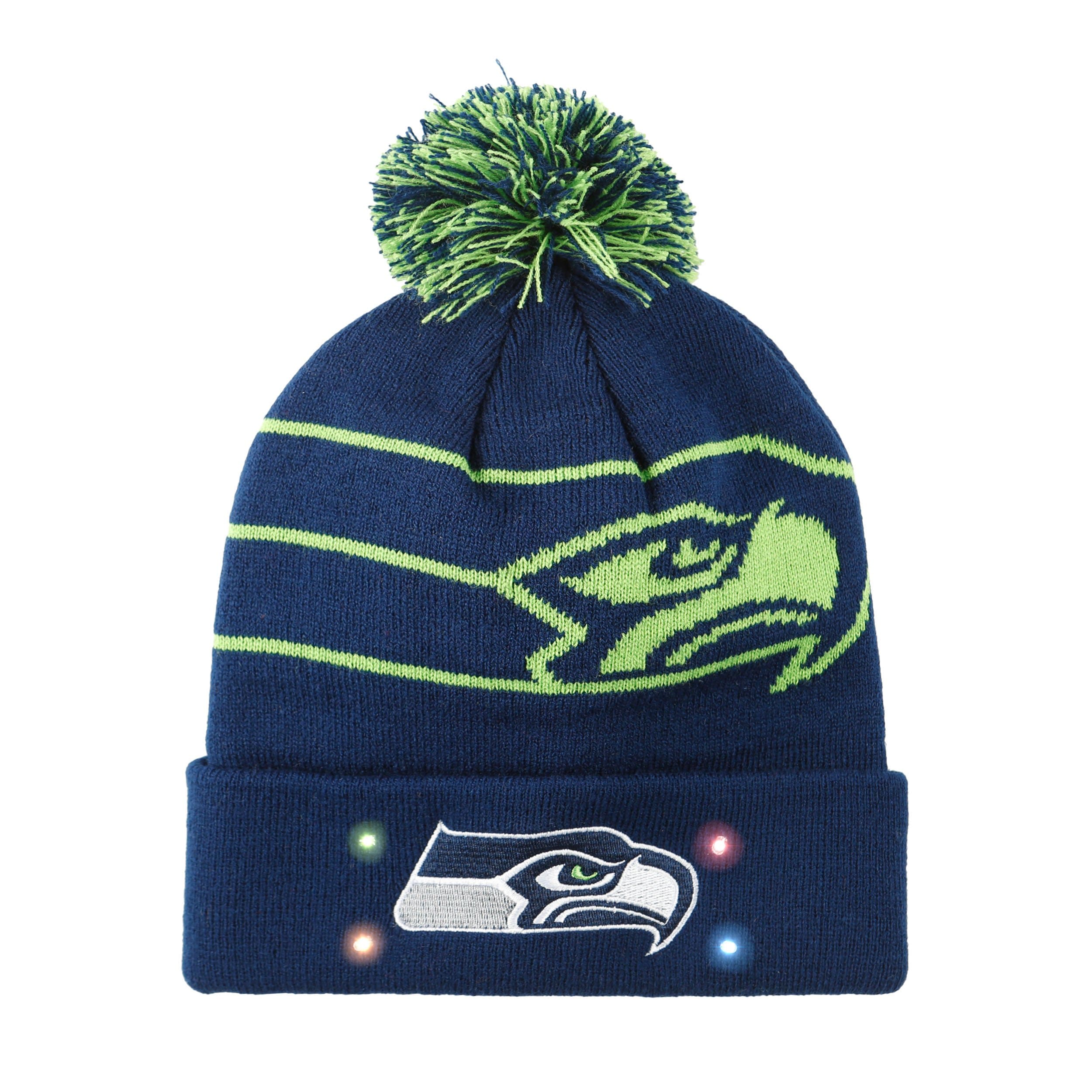 Seattle Seahawks NFL Cropped Logo Light Up Knit Beanie - Image 2