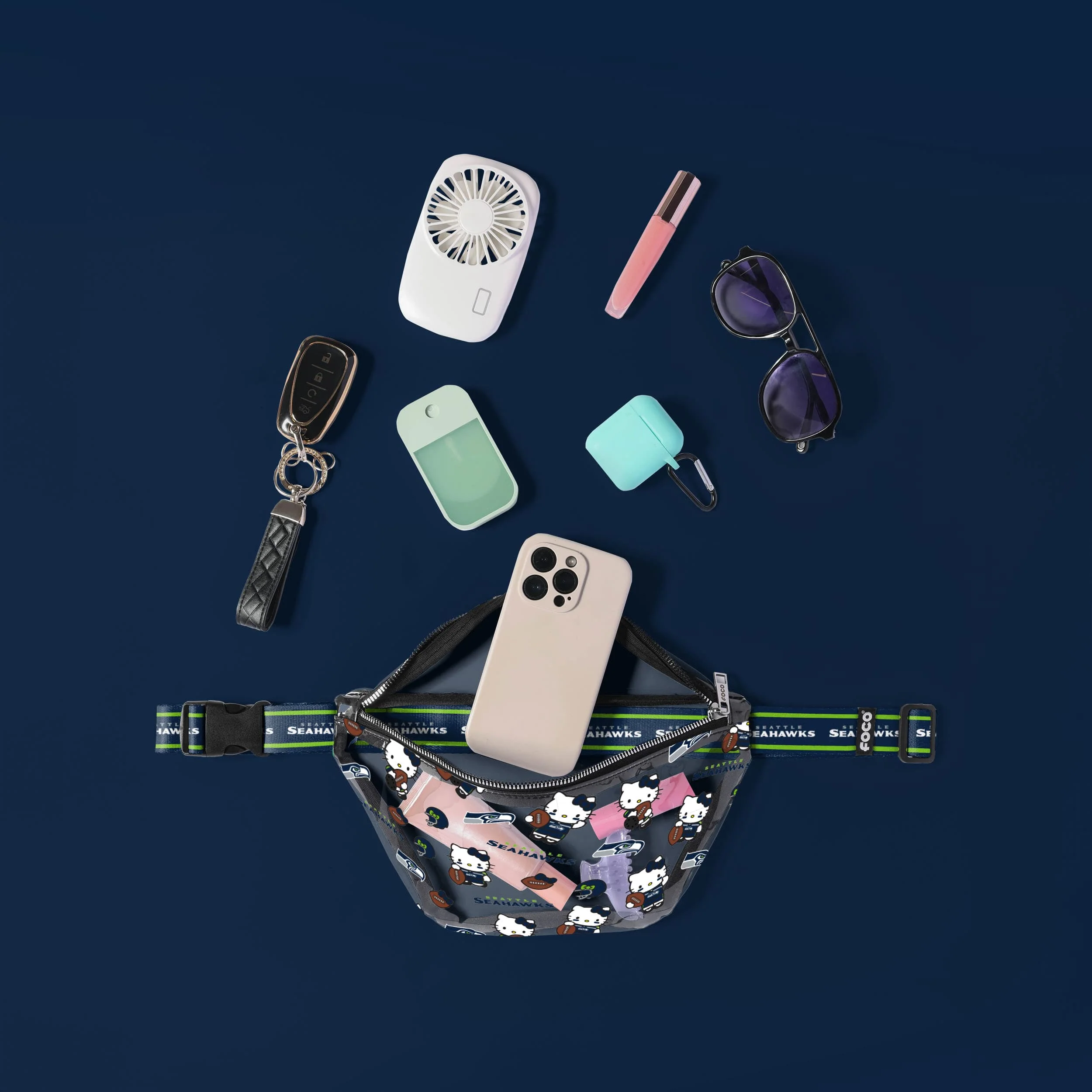 Seattle Seahawks NFL Hello Kitty® Clear Fanny Pack (PREORDER - SHIPS MID JULY) - Image 3