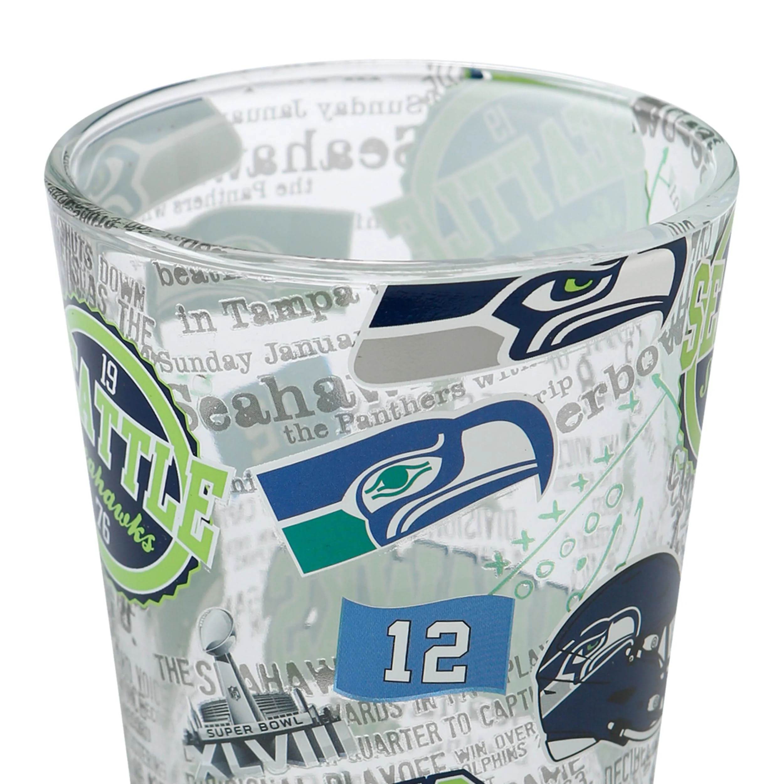 Seattle Seahawks NFL Historic Print Pint Glass - Image 4
