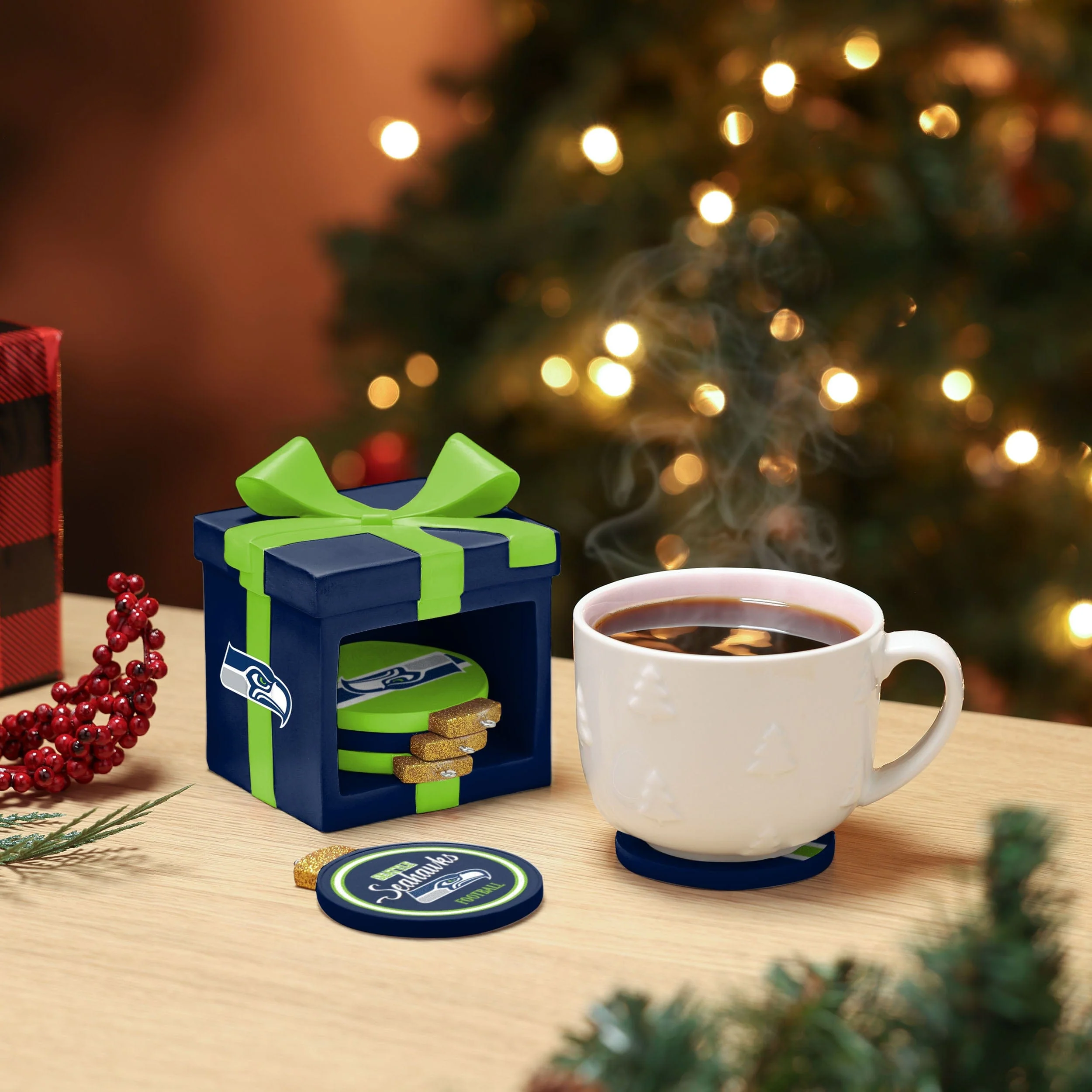 Seattle Seahawks NFL Holiday 5 Pack Coaster Set - Image 2
