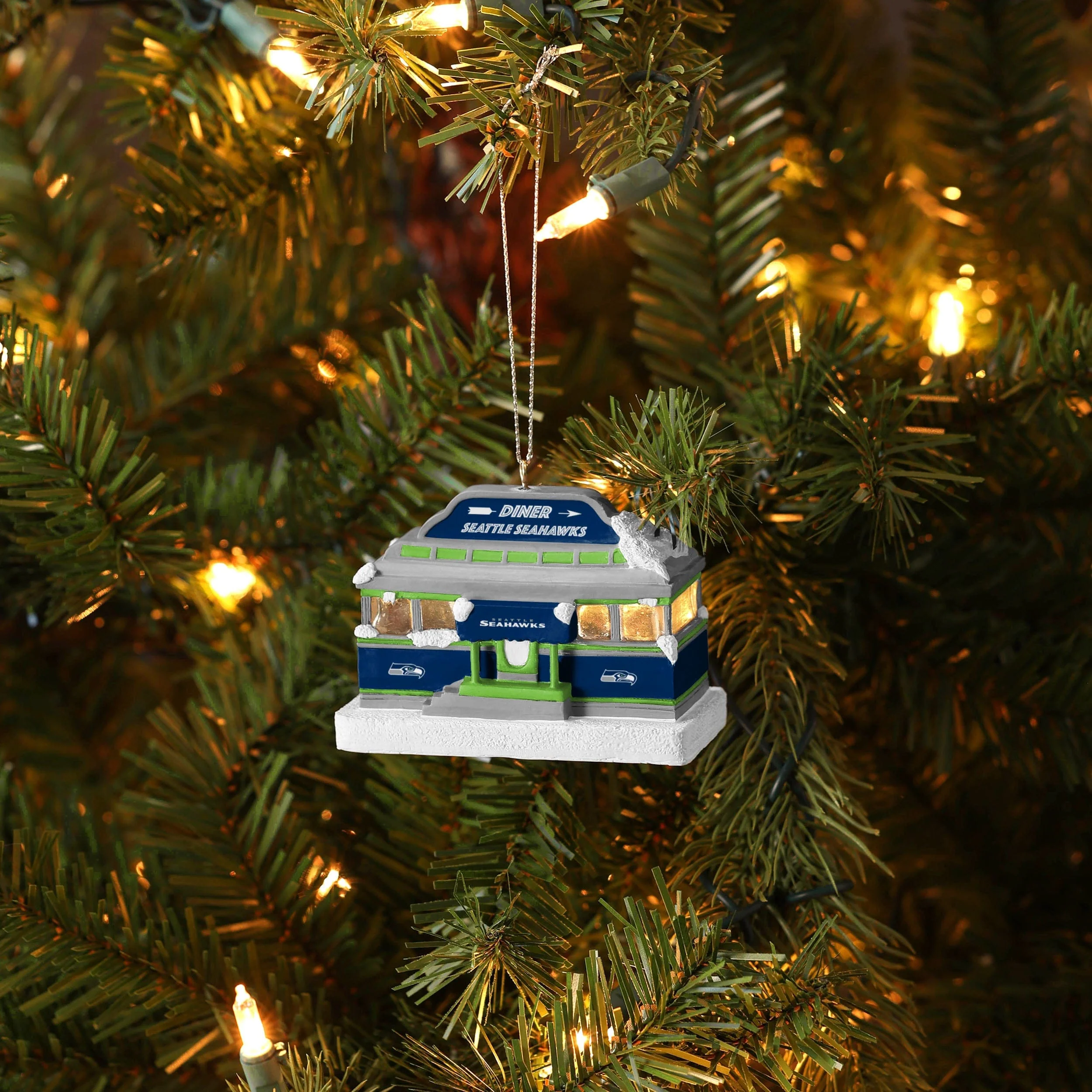 Seattle Seahawks NFL Light Up Diner Ornament - Image 3