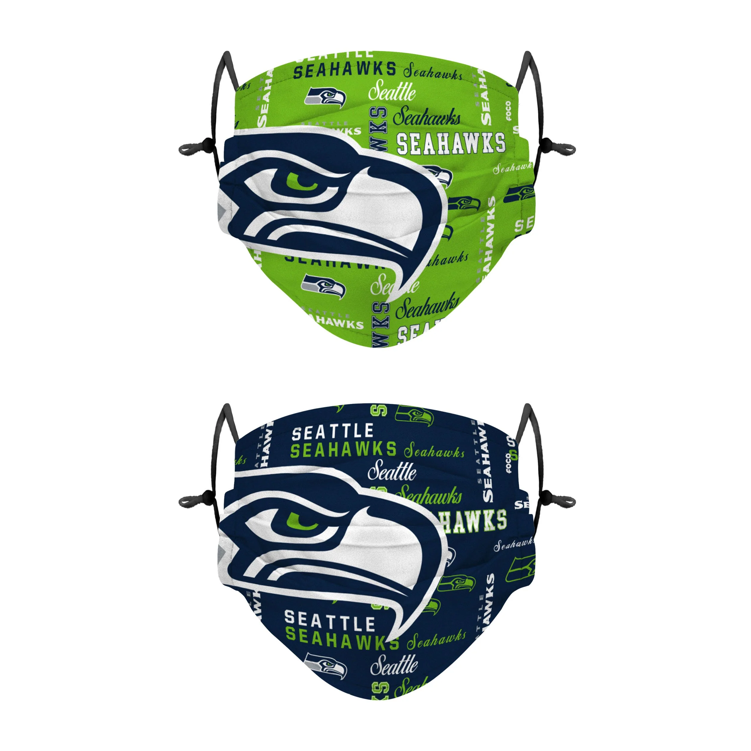 Seattle Seahawks NFL Logo Rush Adjustable 2 Pack Face Cover