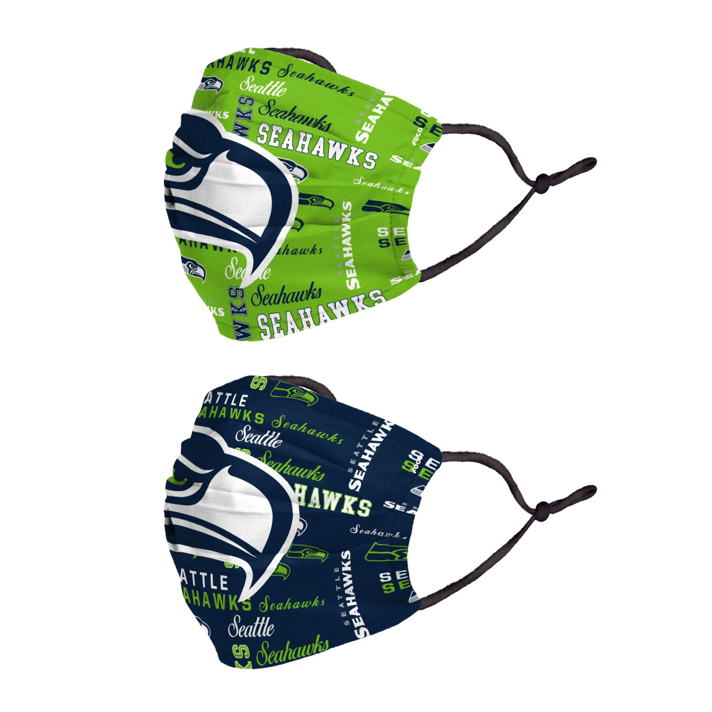 Seattle Seahawks NFL Logo Rush Adjustable 2 Pack Face Cover - Image 2