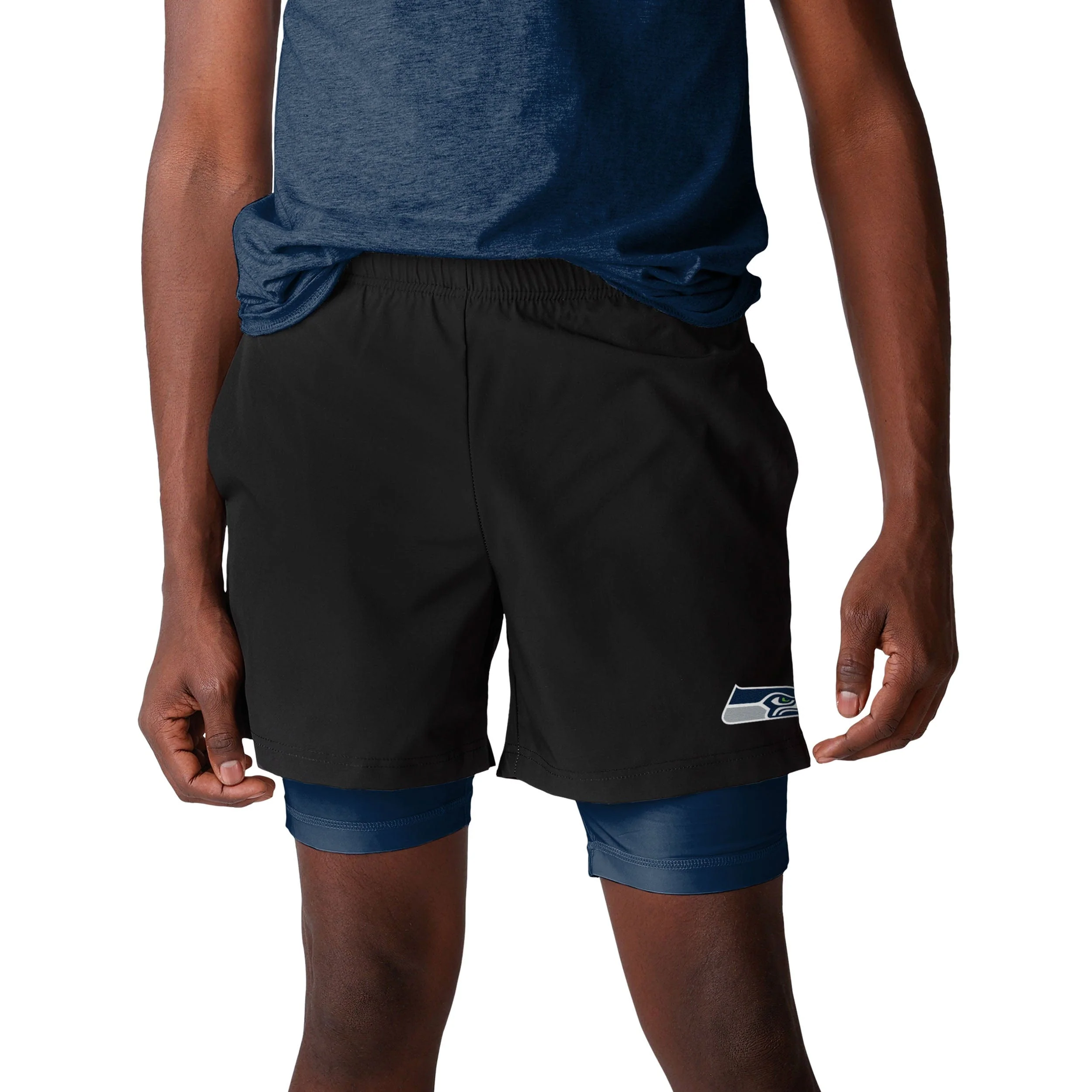 Seattle Seahawks NFL Mens Black Team Color Lining Shorts - Image 2