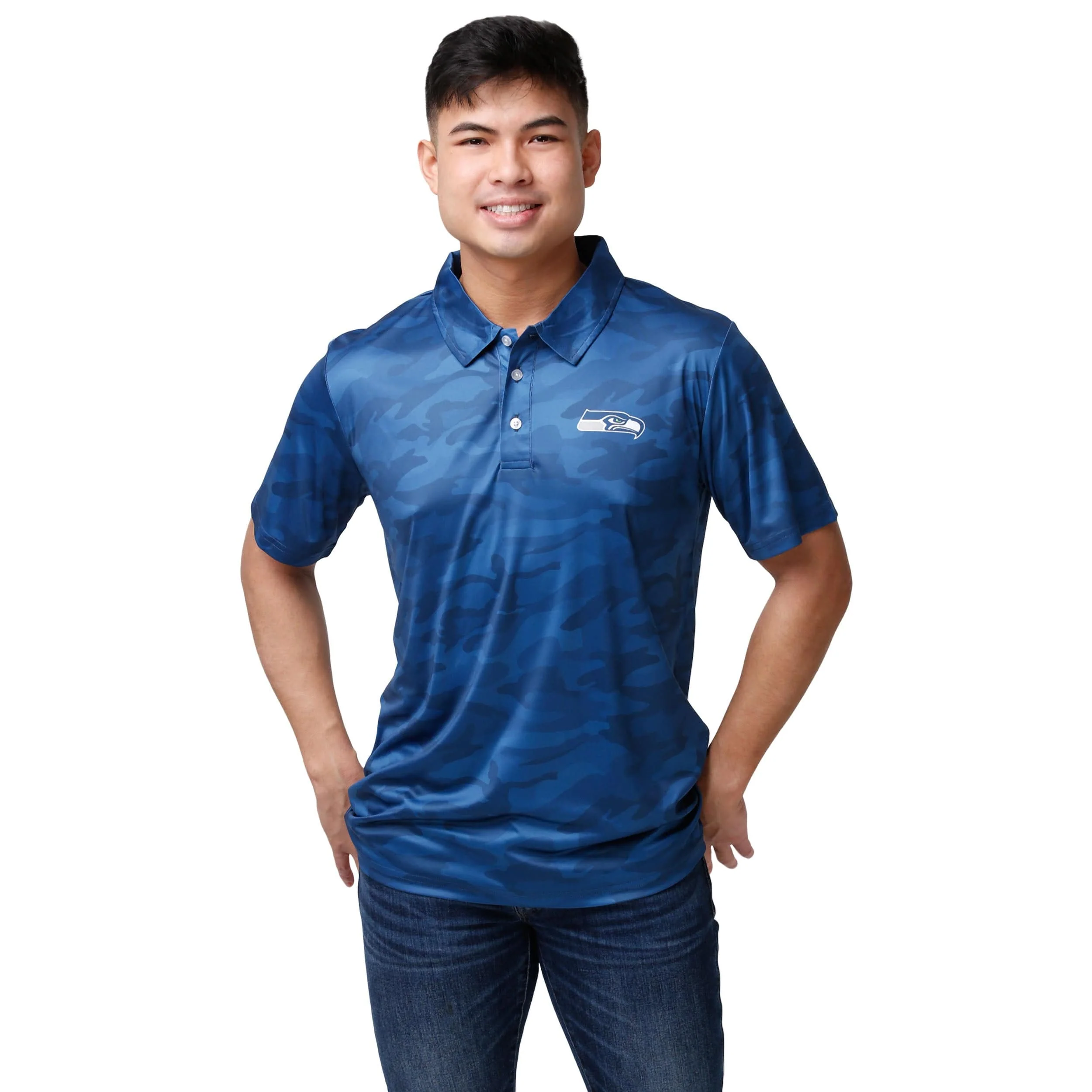 Seattle Seahawks NFL Mens Color Camo Polyester Polo - Image 2