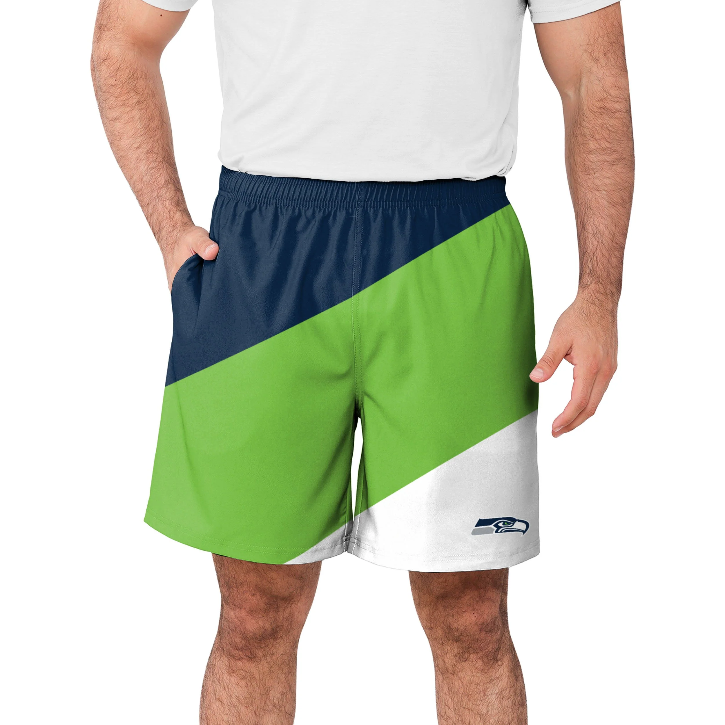 Seattle Seahawks NFL Mens Colorblock Double Down Liner Training Shorts - Image 2