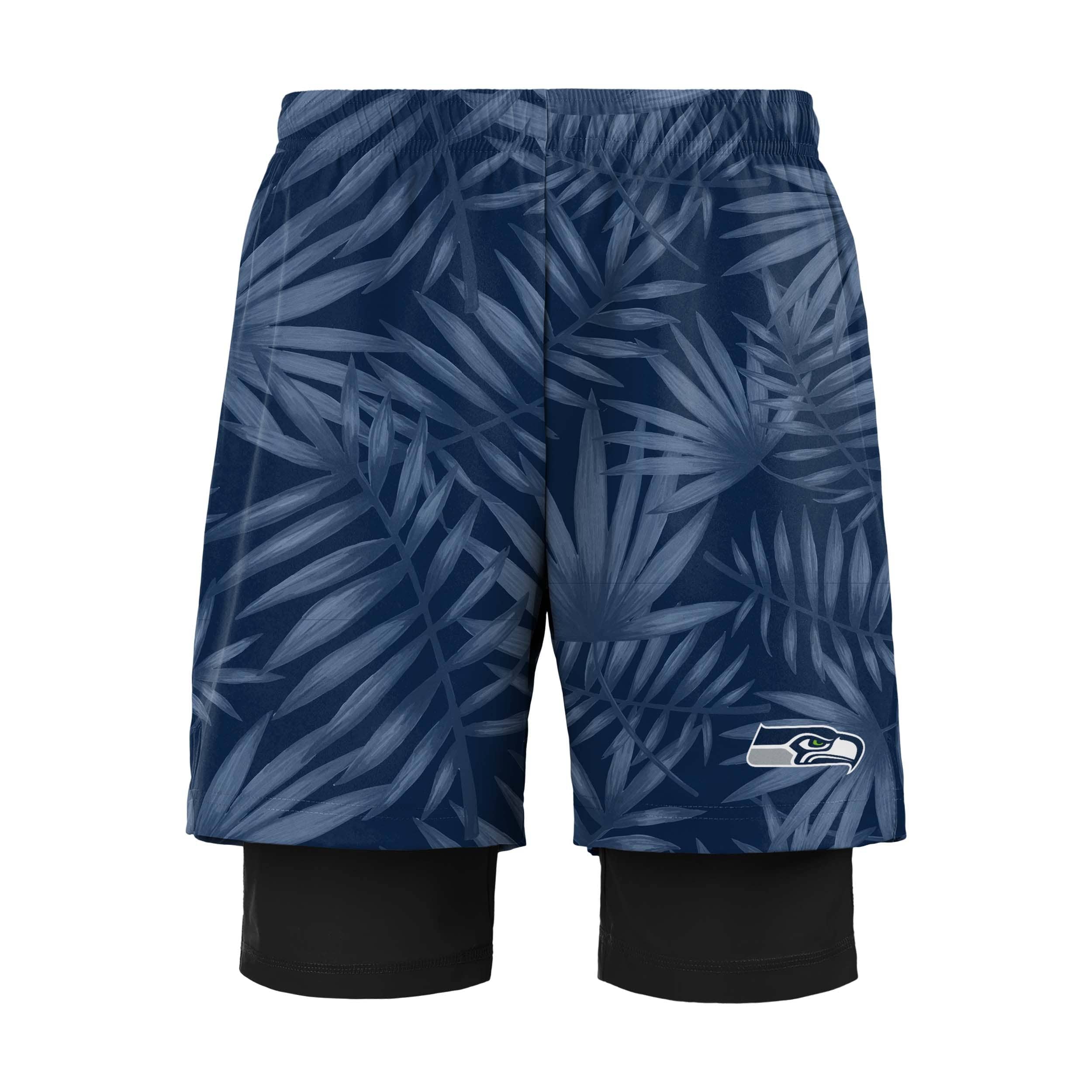 Seattle Seahawks NFL Mens Floral Black Liner Shorts