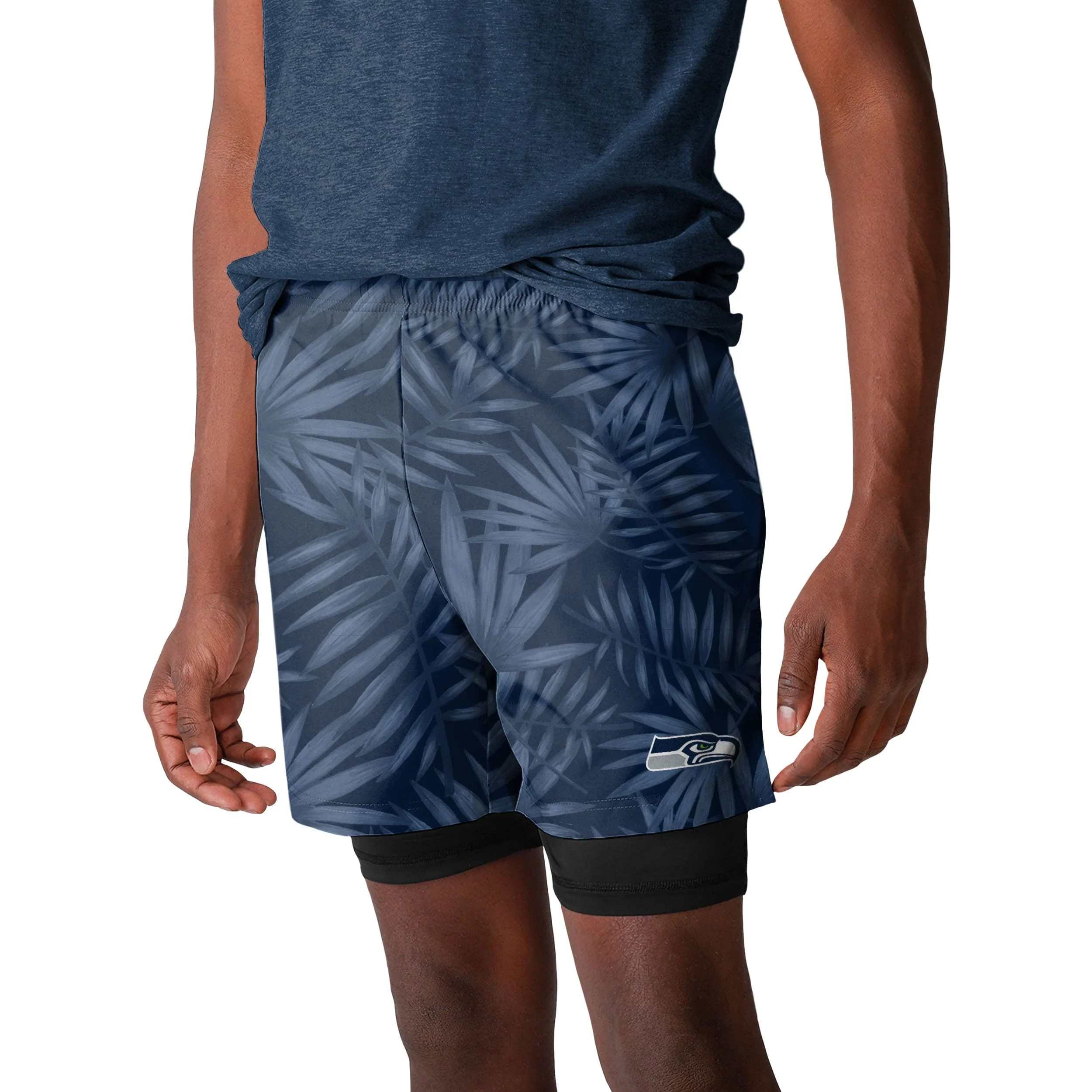 Seattle Seahawks NFL Mens Floral Black Liner Shorts - Image 2
