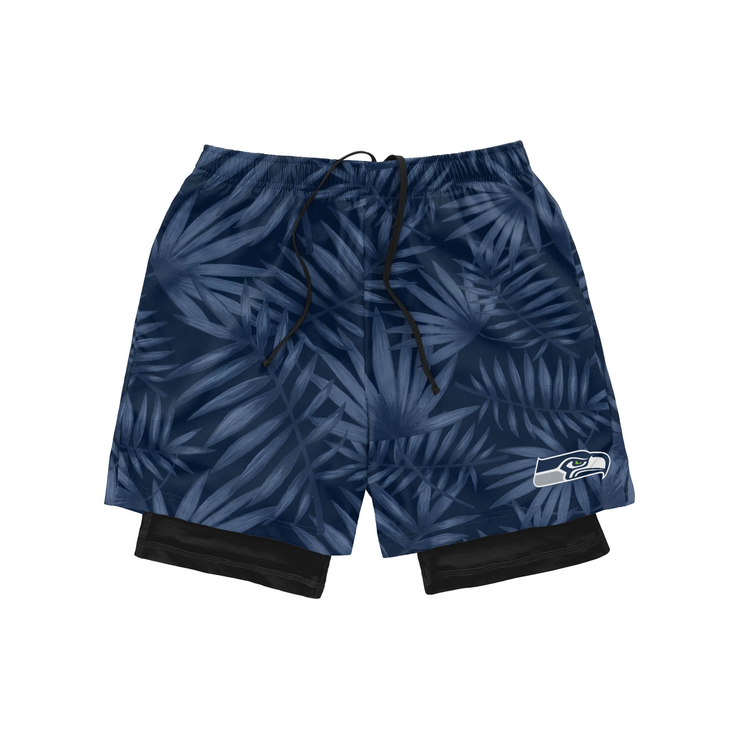 Seattle Seahawks NFL Mens Floral Black Liner Shorts - Image 4