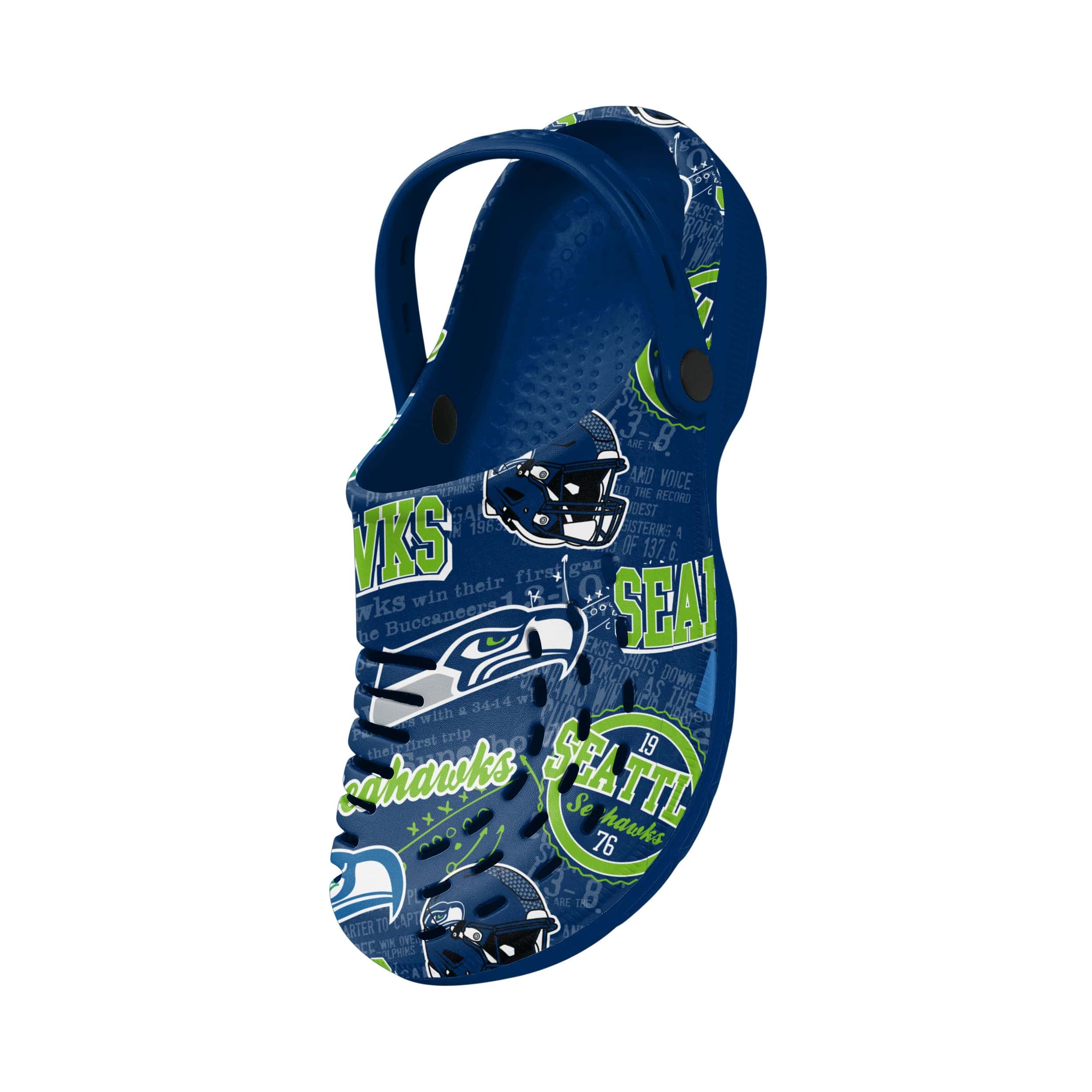 Seattle Seahawks NFL Mens Historic Print Clog With Strap - Image 3