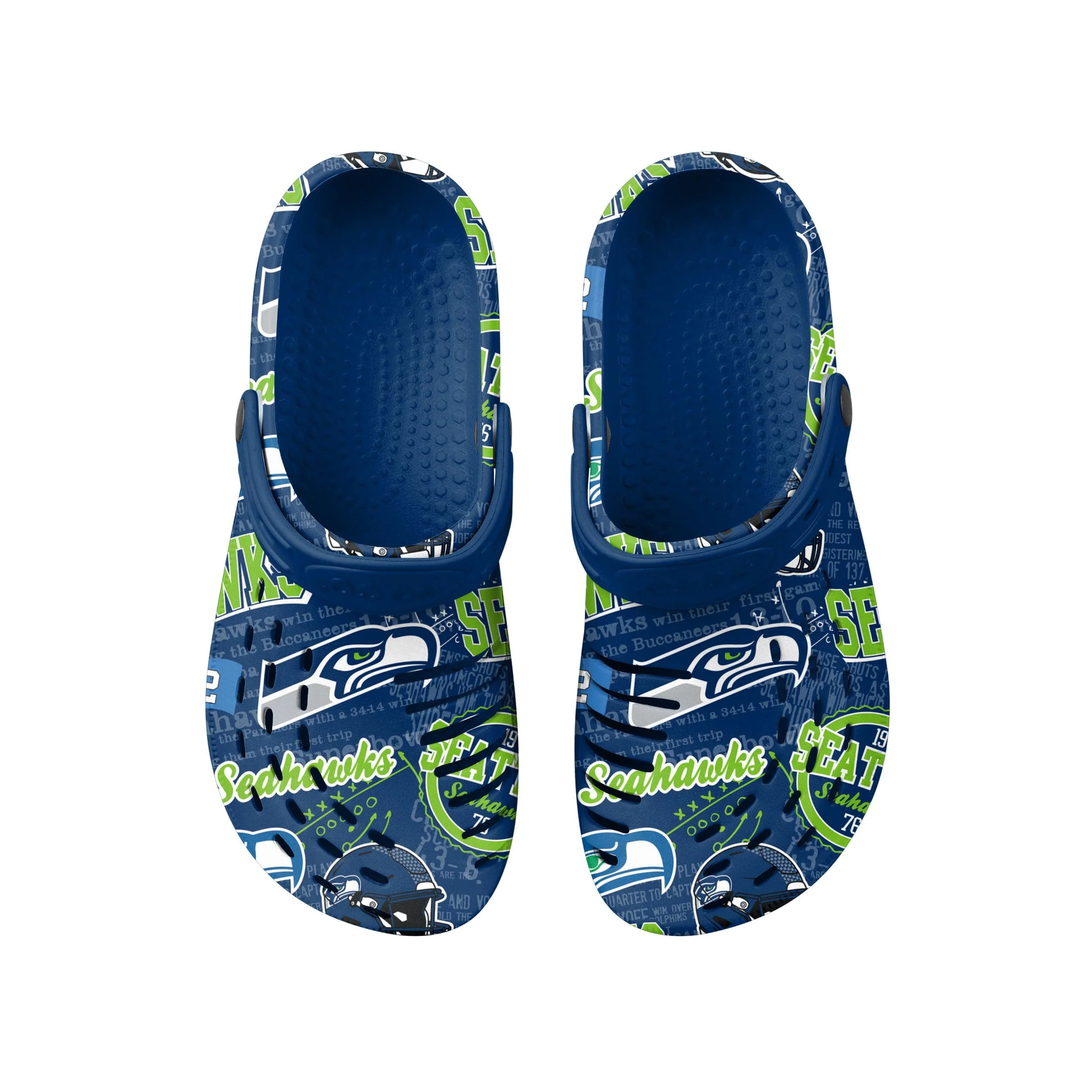 Seattle Seahawks NFL Mens Historic Print Clog With Strap - Image 4