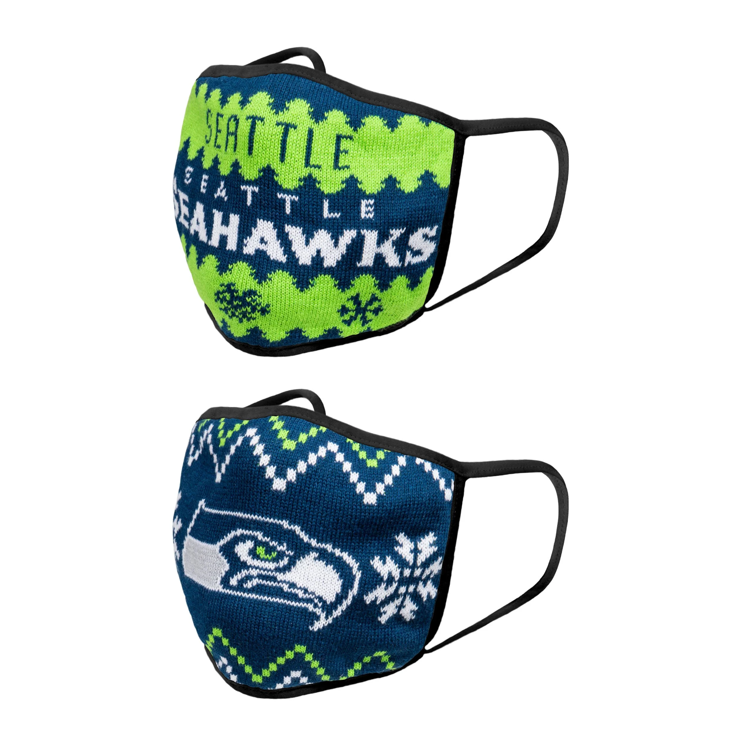 Seattle Seahawks NFL Mens Knit 2 Pack Face Cover - Image 2
