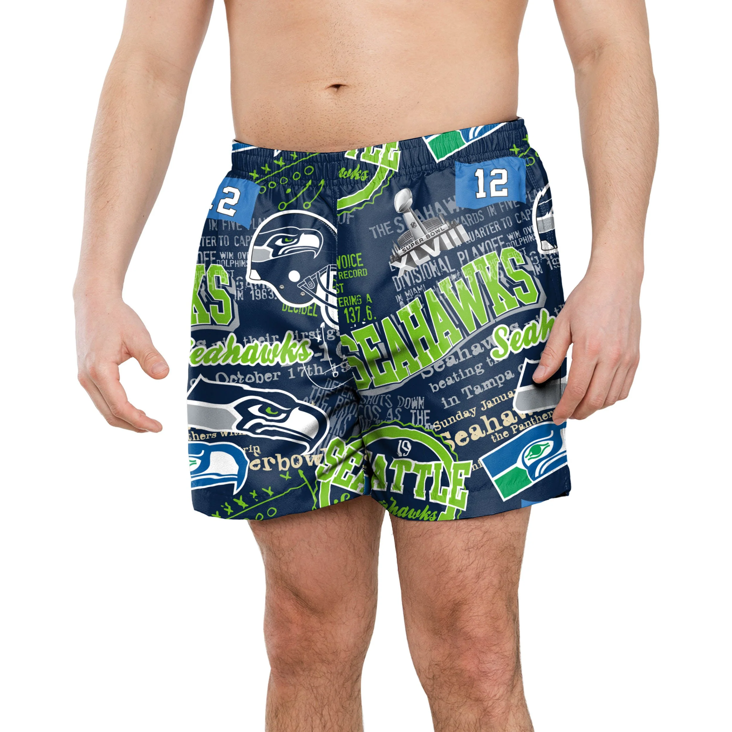 Seattle Seahawks NFL Mens Logo Rush Swimming Trunks - Image 2