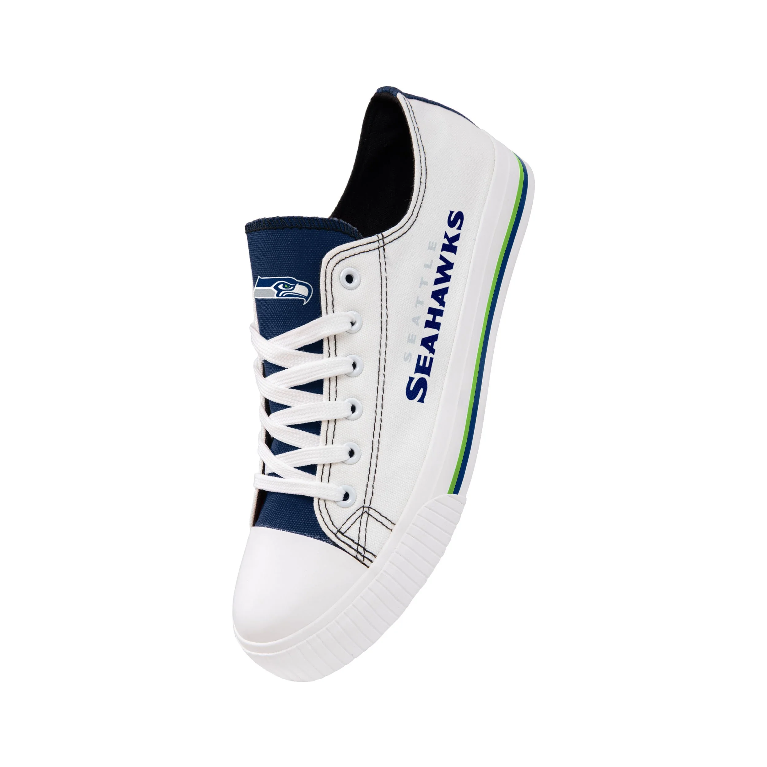 Seattle Seahawks NFL Mens Low Top White Canvas Shoes - Image 4