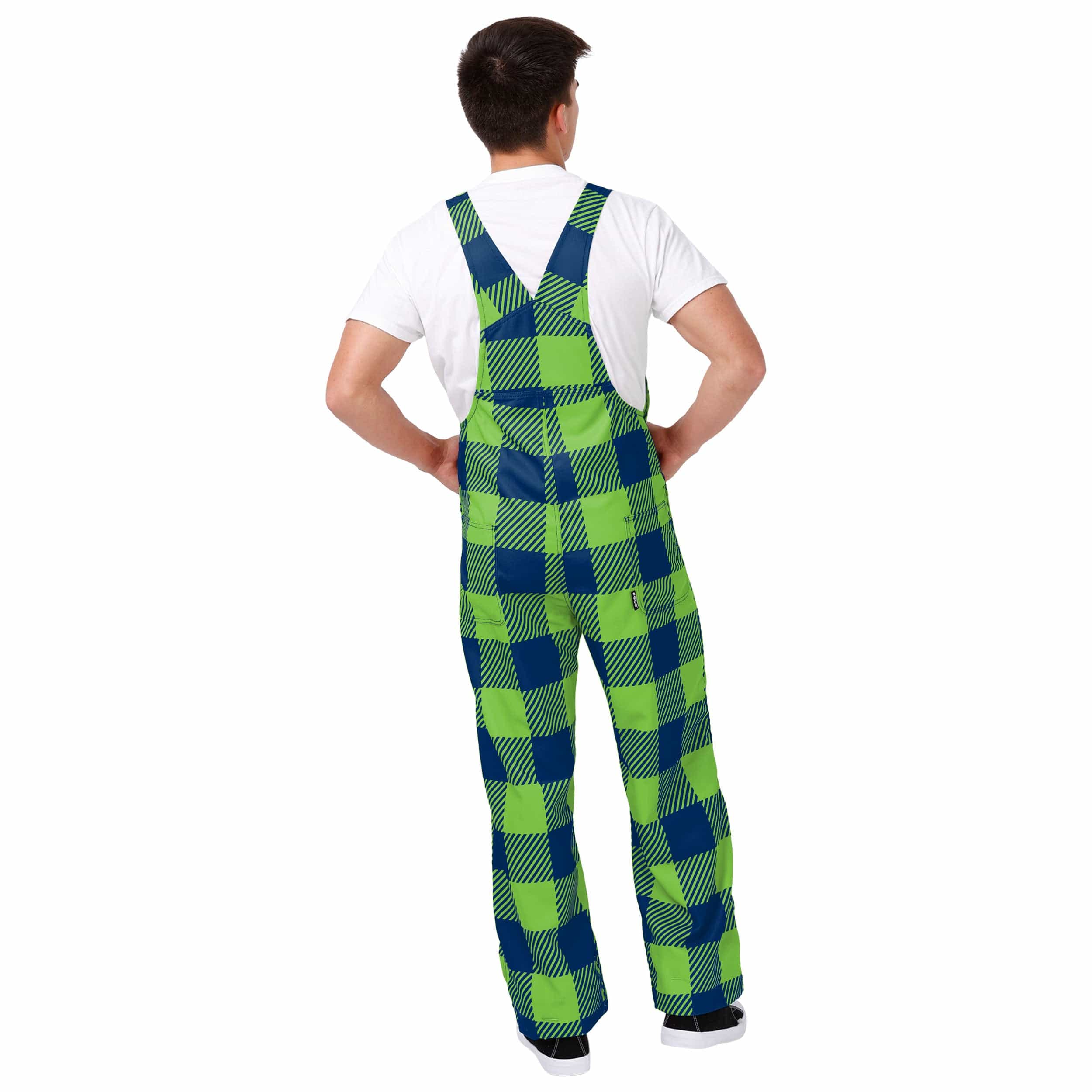 Seattle Seahawks NFL Mens Plaid Bib Overalls - Image 2