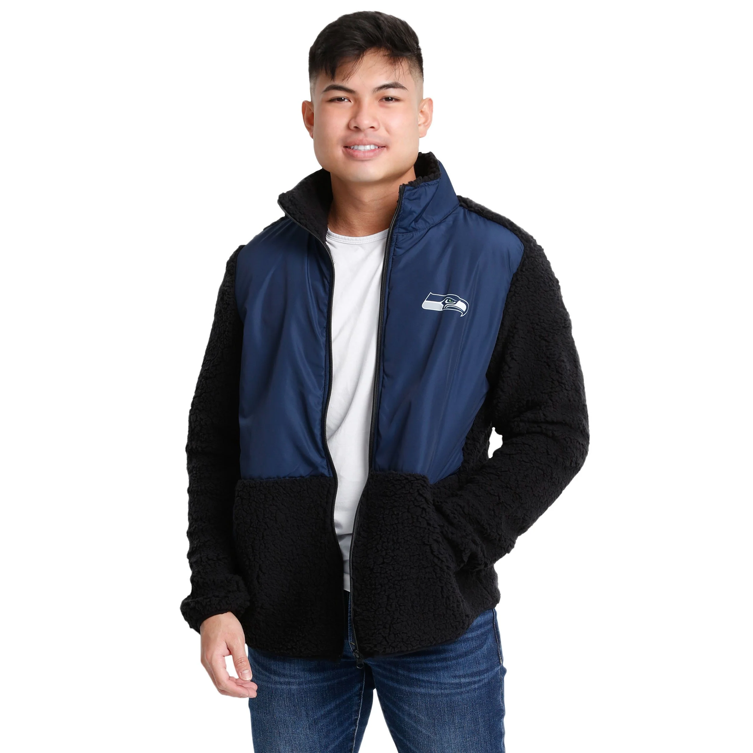 Seattle Seahawks NFL Mens Sherpa Soft Zip Up Jacket