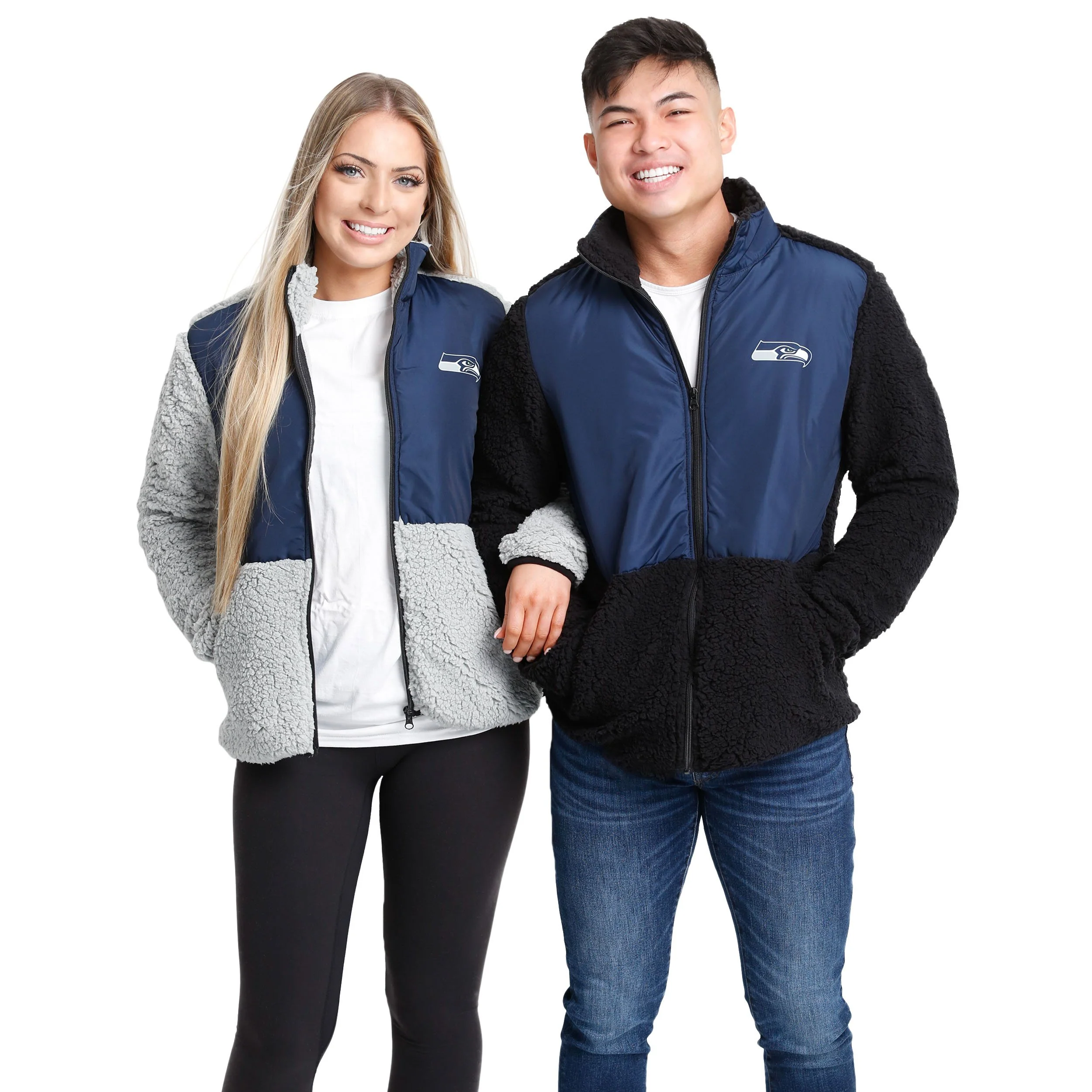 Seattle Seahawks NFL Mens Sherpa Soft Zip Up Jacket - Image 5