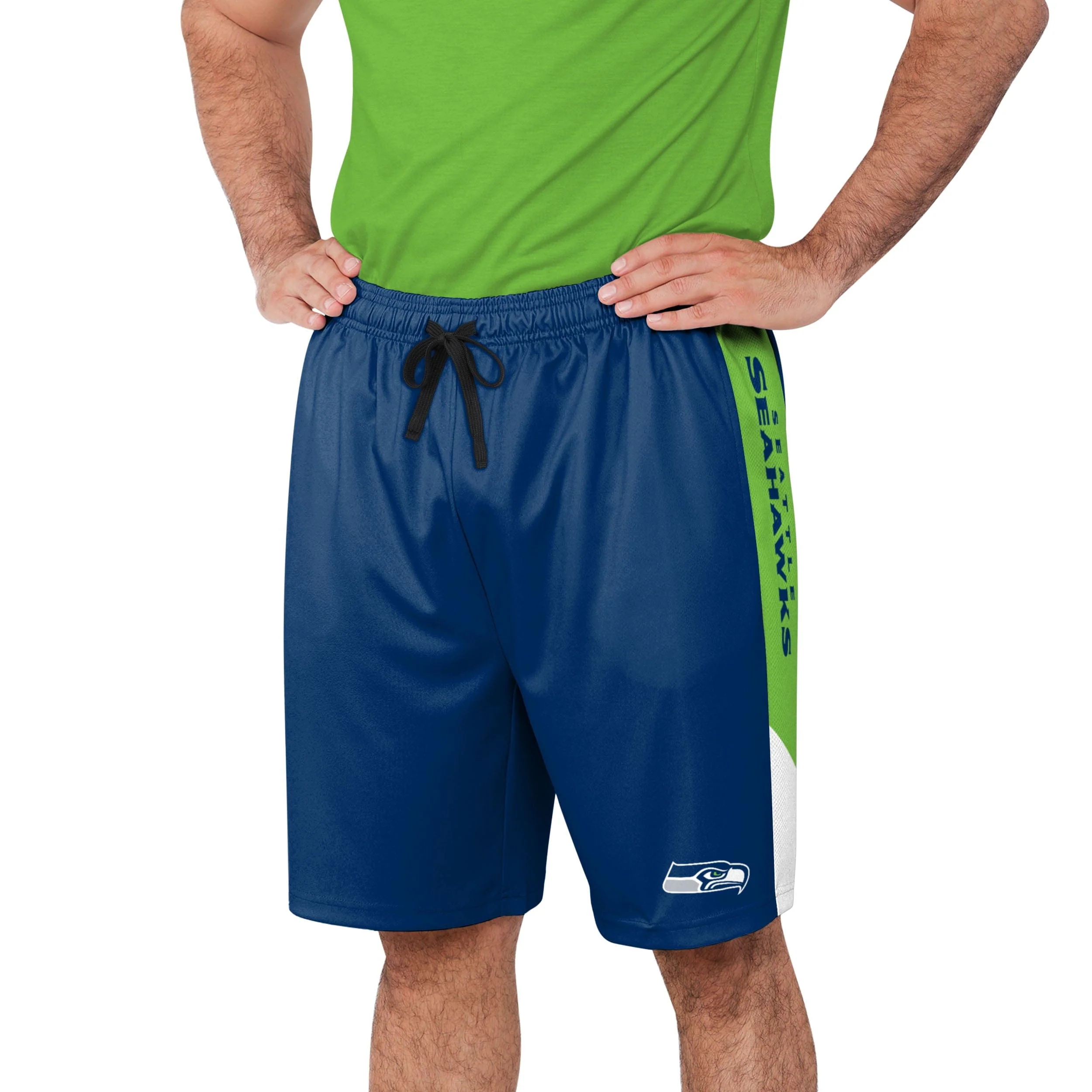 Seattle Seahawks NFL Mens Side Stripe Training Shorts - Image 2