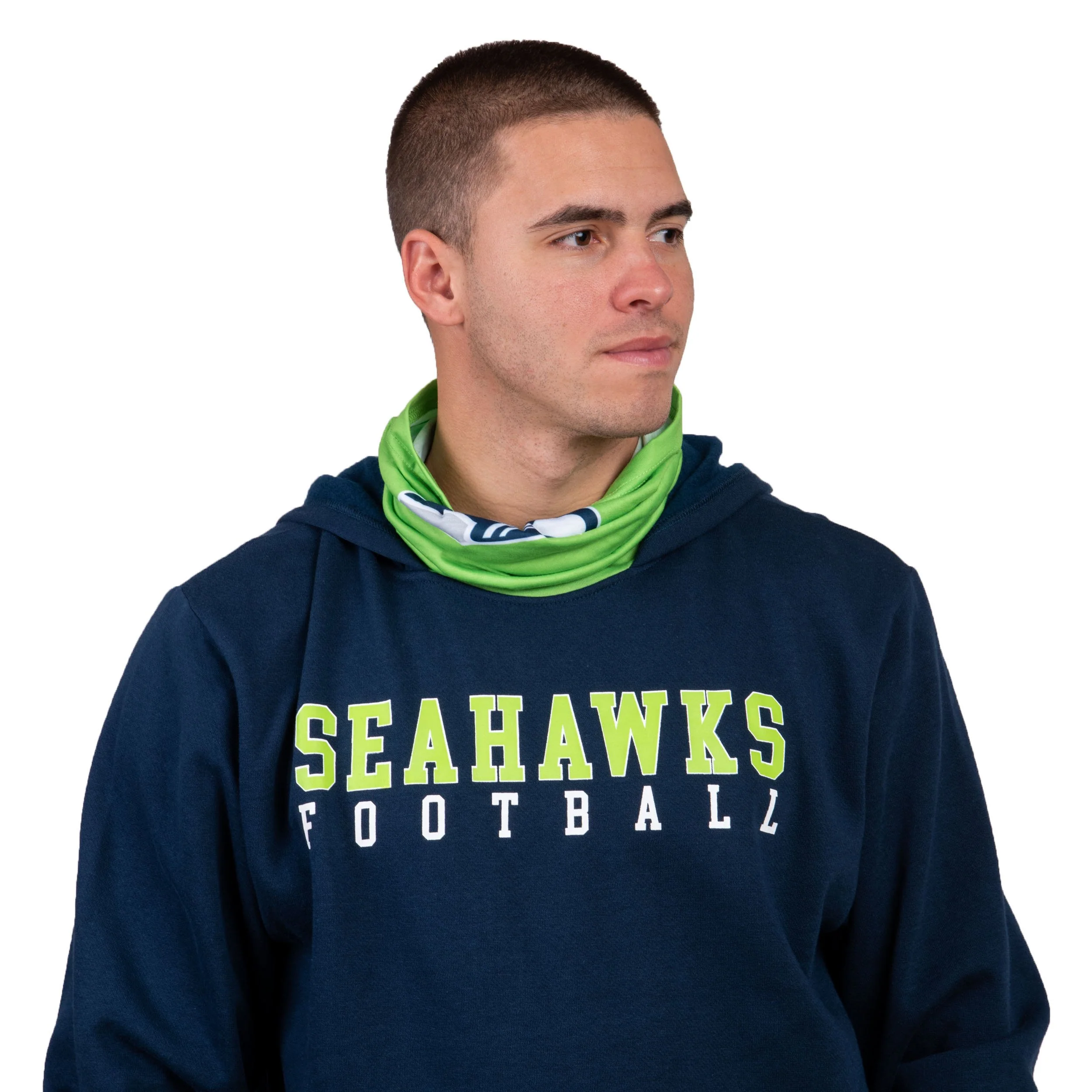 Seattle Seahawks NFL Mens Solid Gaiter Hoodie - Image 3