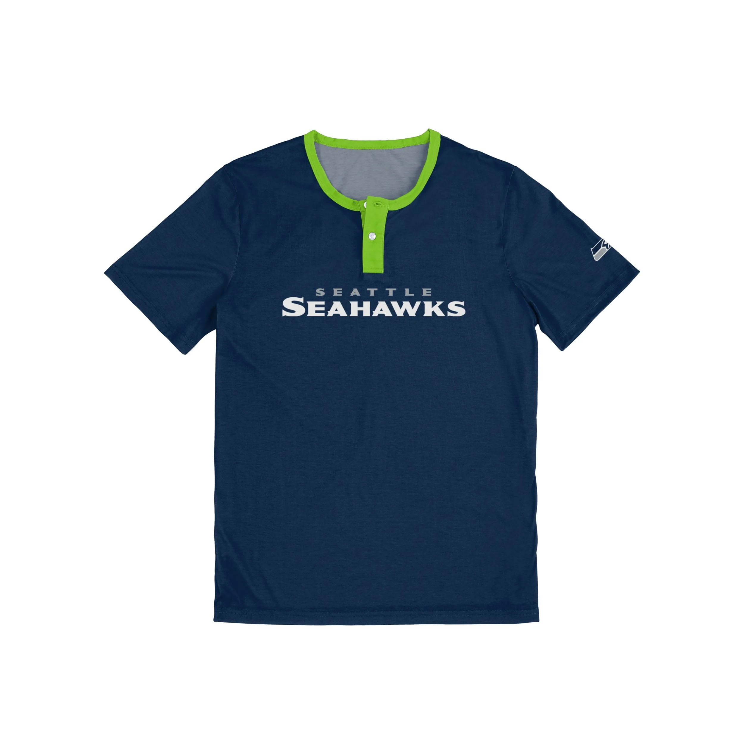 Seattle Seahawks NFL Mens Solid Wordmark Short Sleeve Henley - Image 4