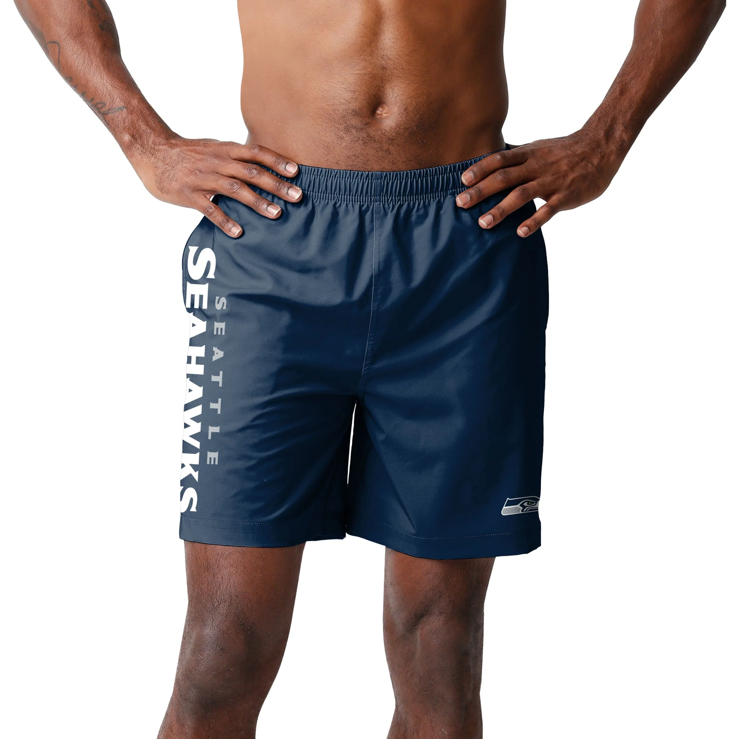 Seattle Seahawks NFL Mens Solid Wordmark Traditional Swimming Trunks - Image 2