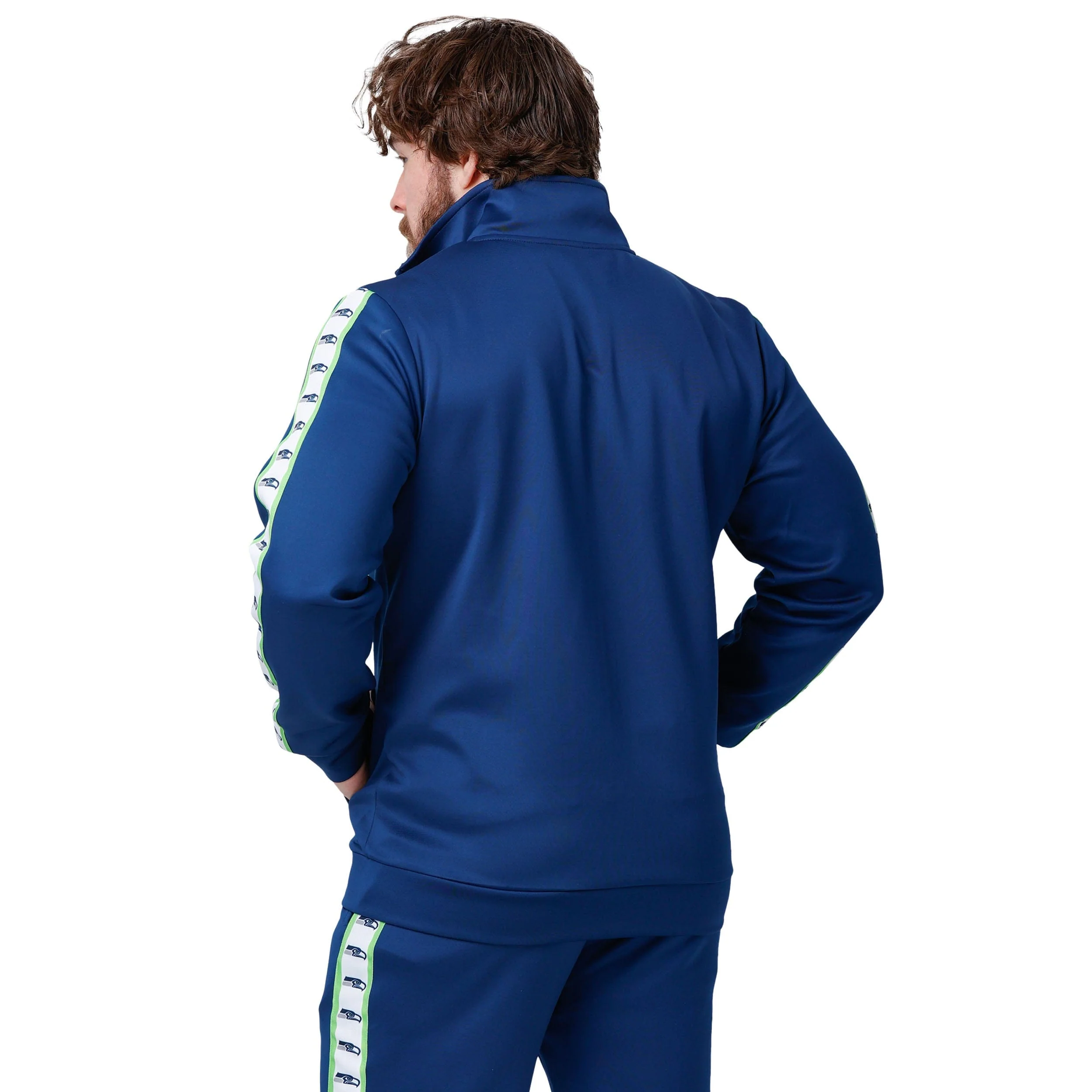 Seattle Seahawks NFL Mens Stripe Logo Track Jacket - Image 2