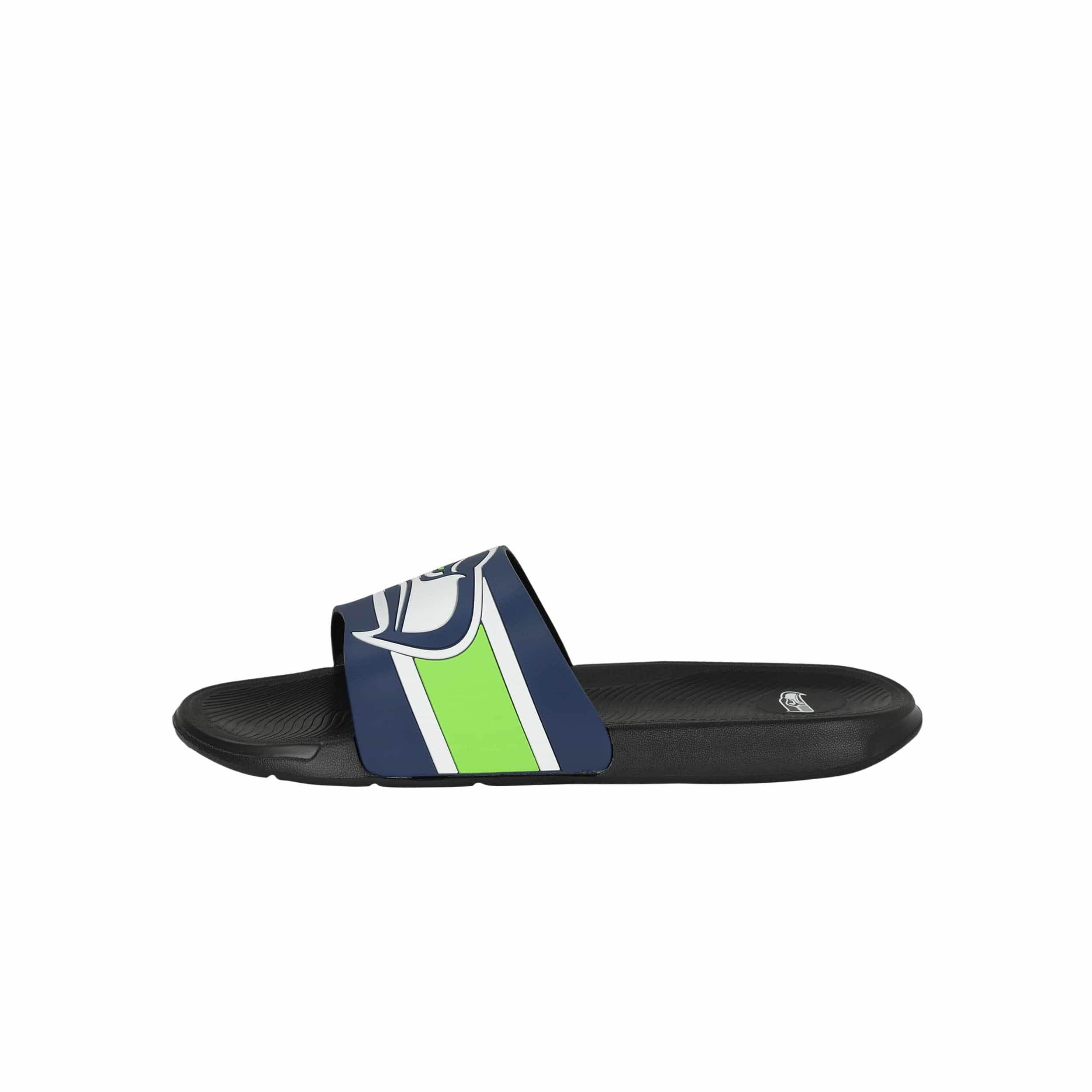 Seattle Seahawks NFL Mens Striped Big Logo Raised Slide - Image 4
