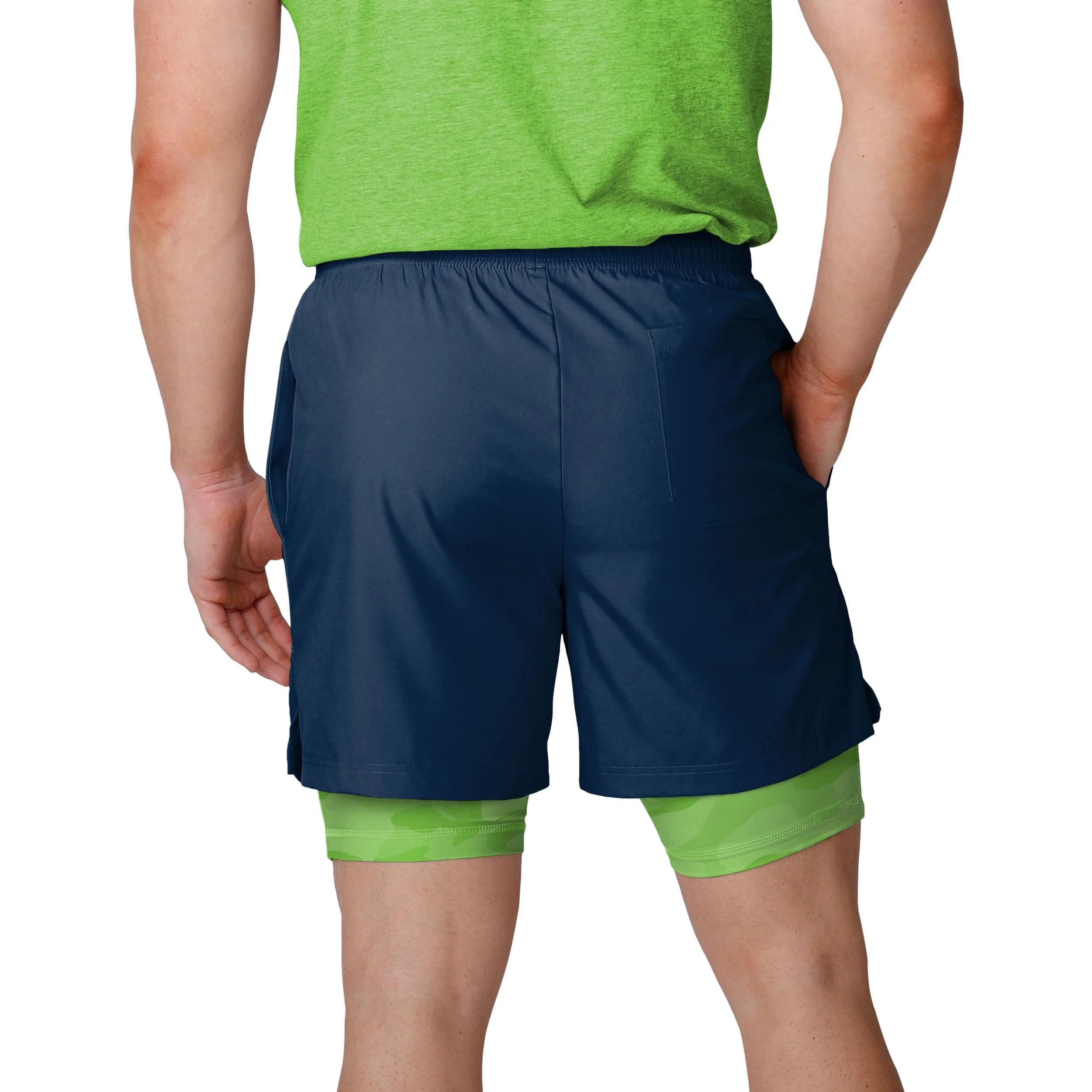 Seattle Seahawks NFL Mens Team Color Camo Liner Shorts - Image 3