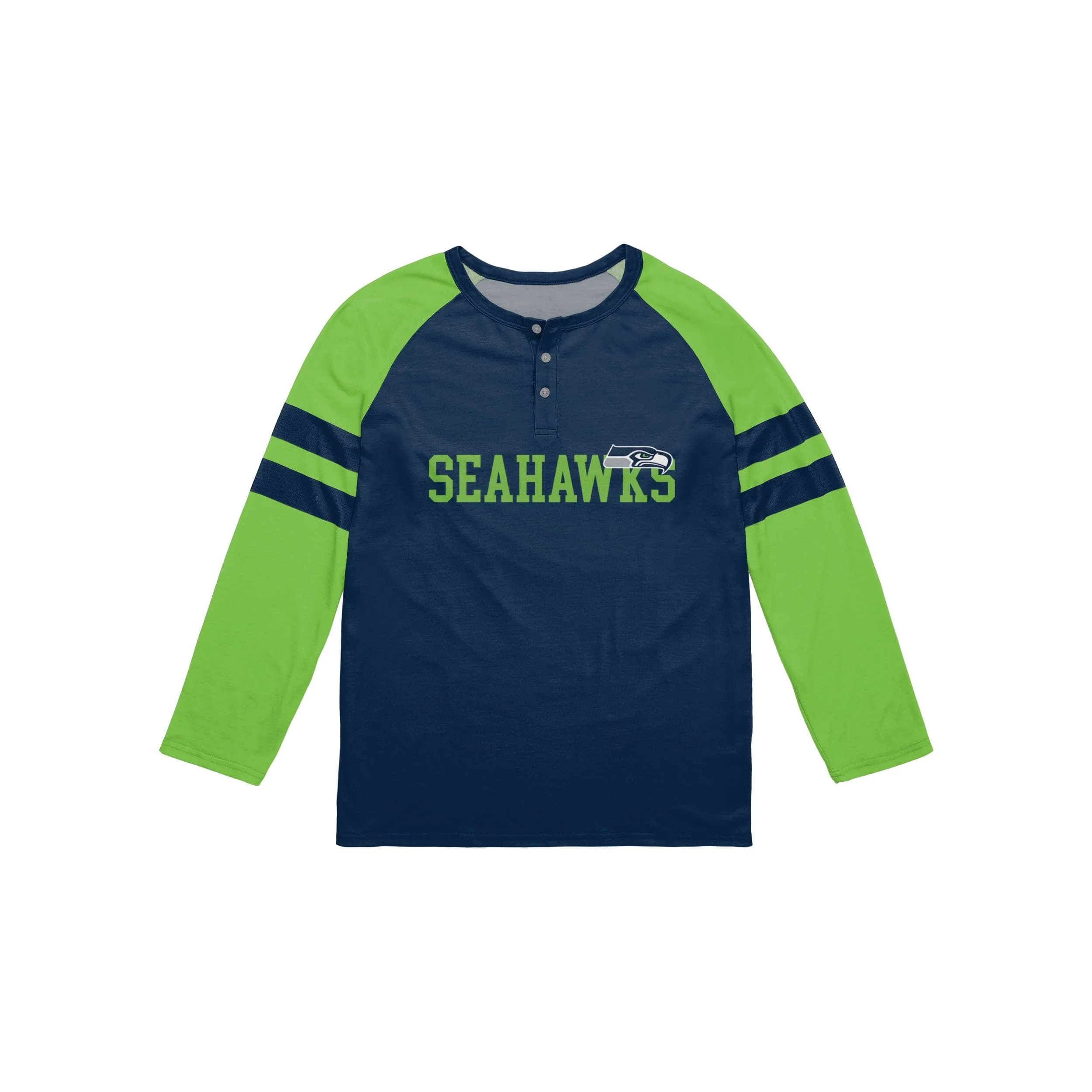 Seattle Seahawks NFL Mens Team Stripe Wordmark Long Sleeve Henley - Image 4