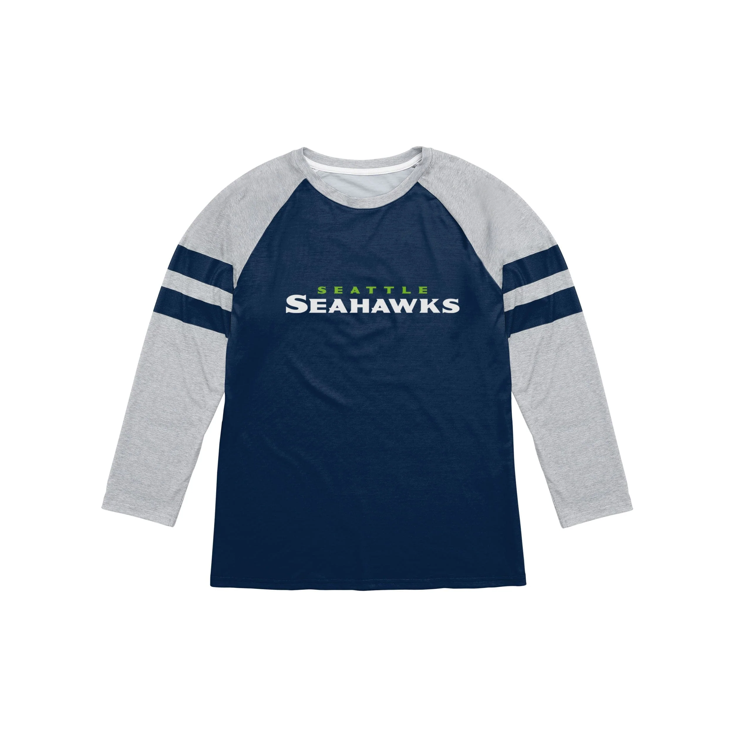 Seattle Seahawks NFL Mens Team Stripe Wordmark Raglan T-Shirt - Image 3