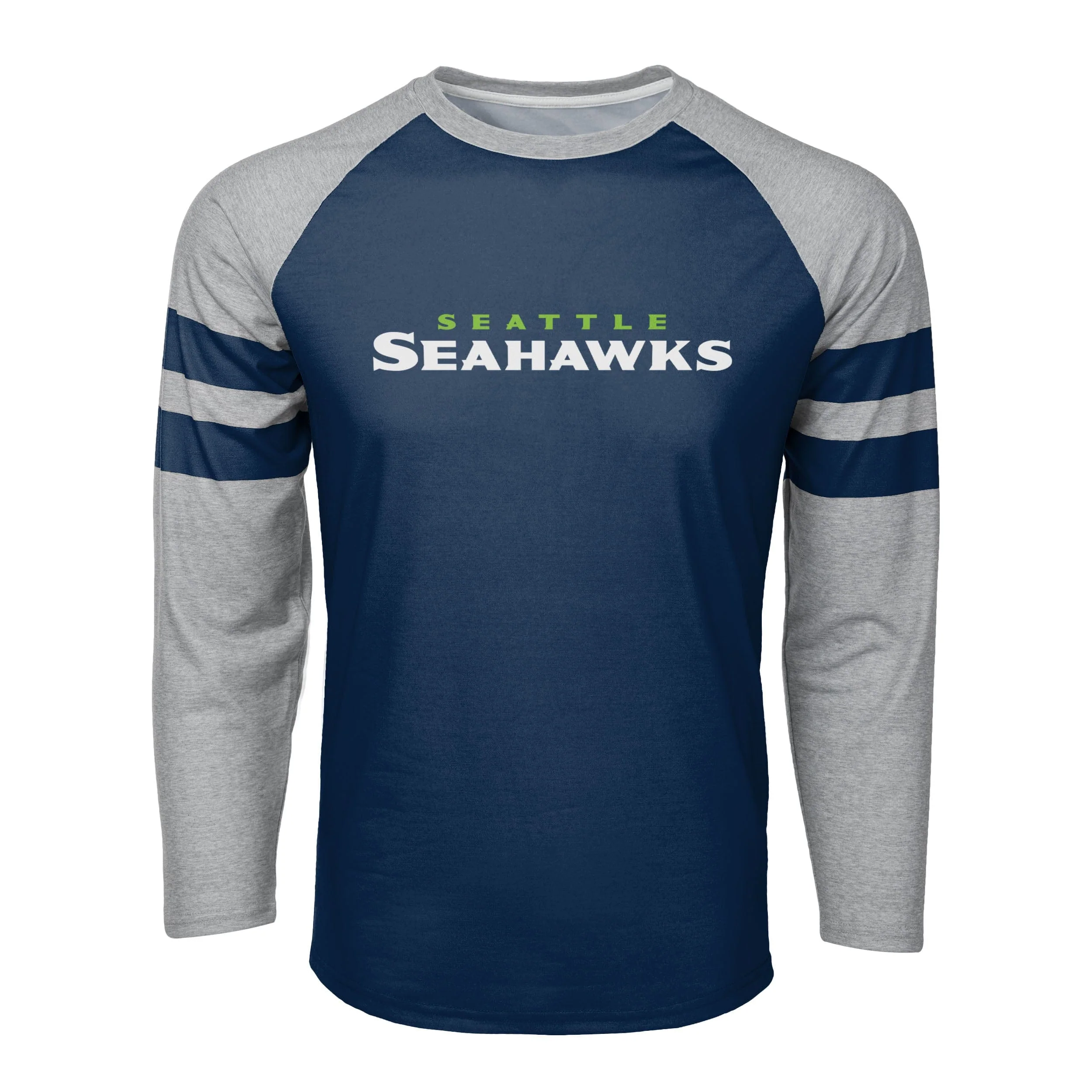 Seattle Seahawks NFL Mens Team Stripe Wordmark Raglan T-Shirt - Image 4
