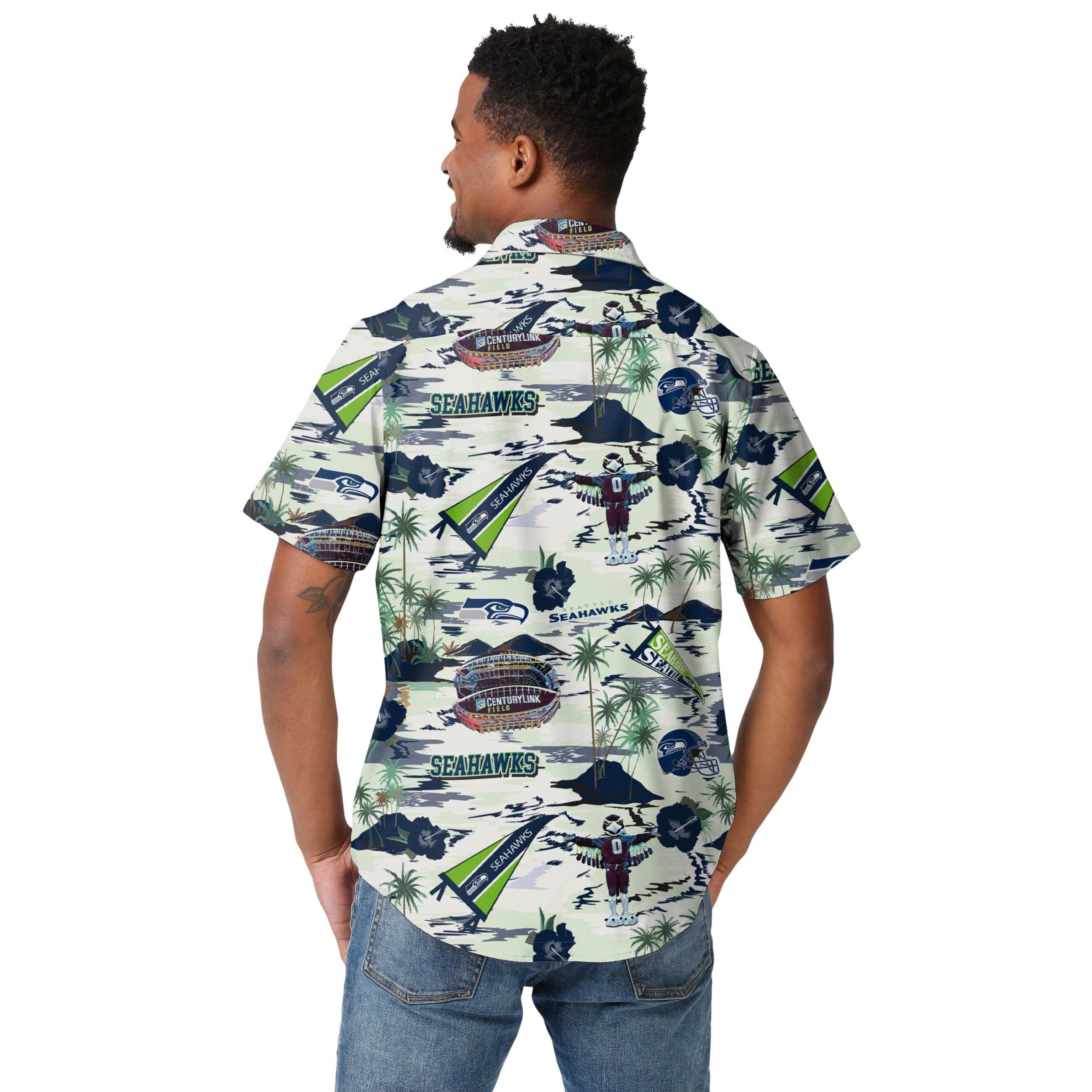 Seattle Seahawks NFL Mens Thematic Stadium Print Button Up Shirt - Image 3