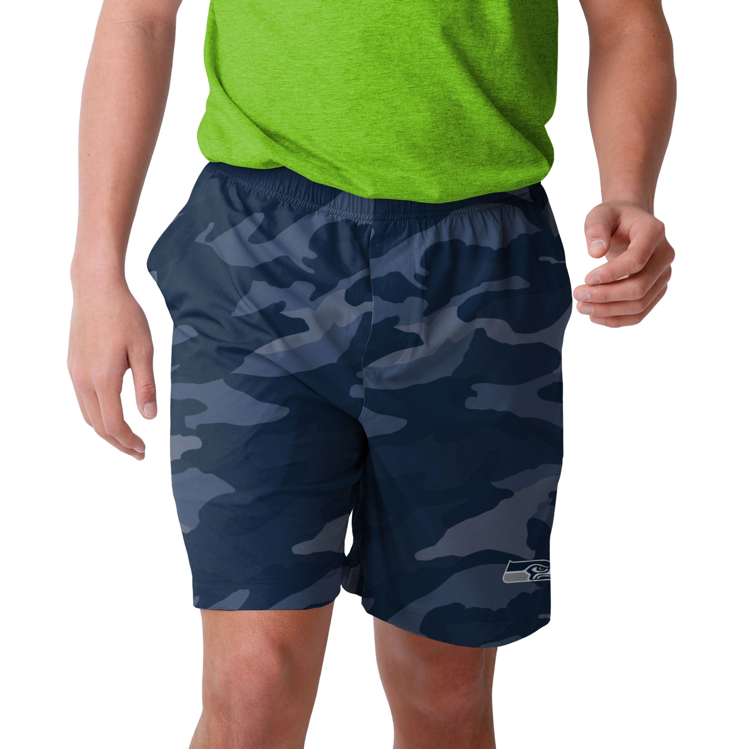 Seattle Seahawks NFL Mens Tonal Camo Woven Shorts - Image 2