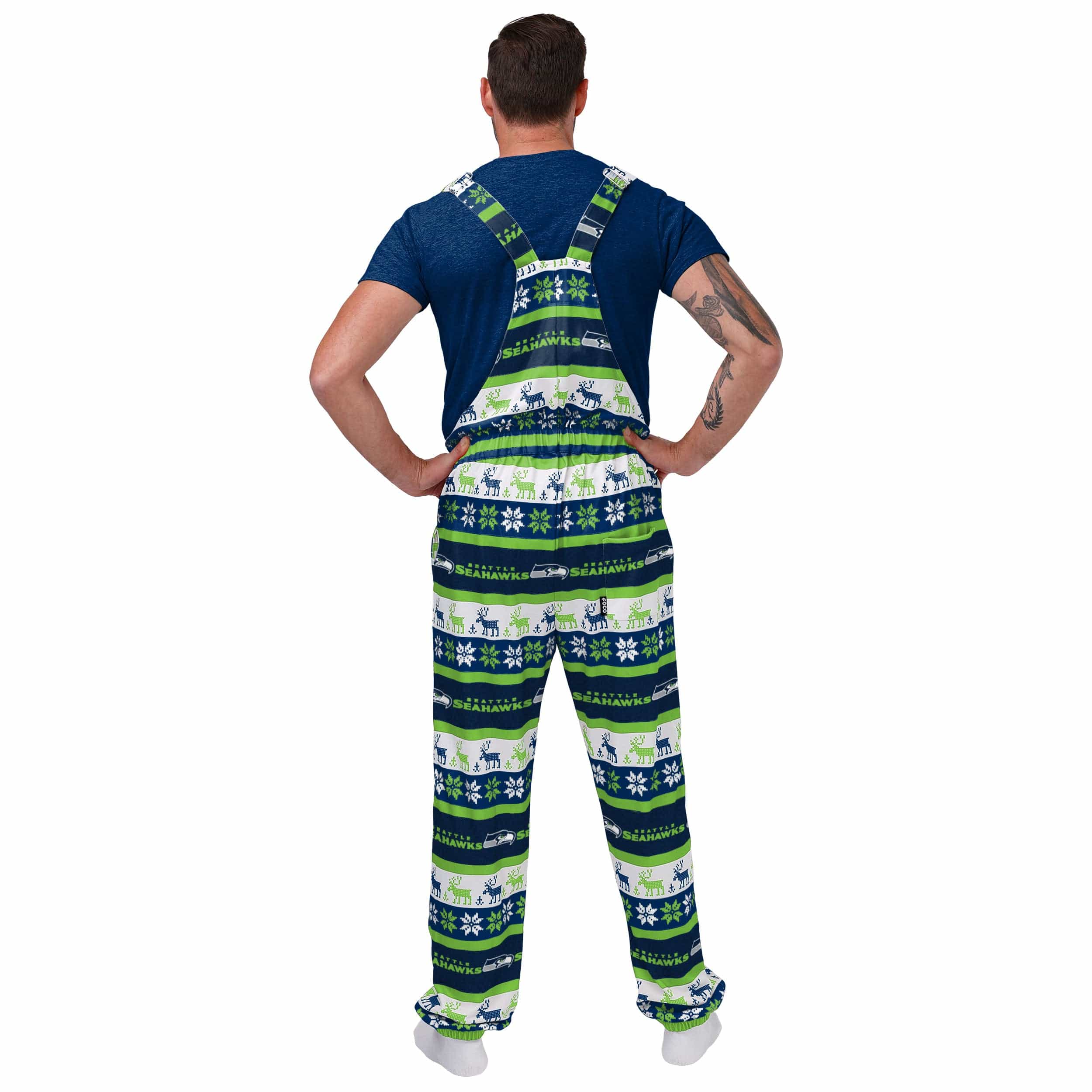 Seattle Seahawks NFL Mens Ugly Home Gating Bib Overalls - Image 2