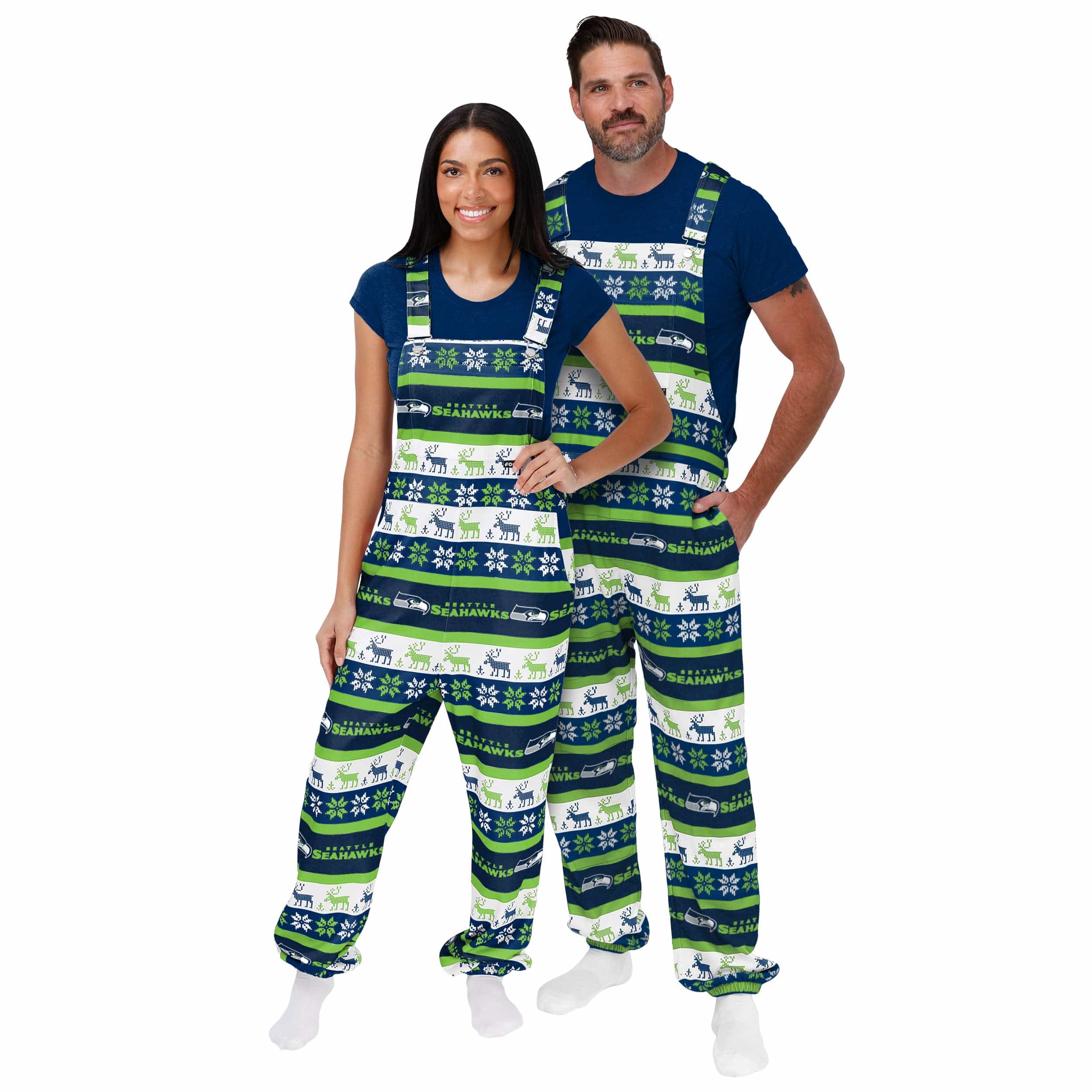 Seattle Seahawks NFL Mens Ugly Home Gating Bib Overalls - Image 3