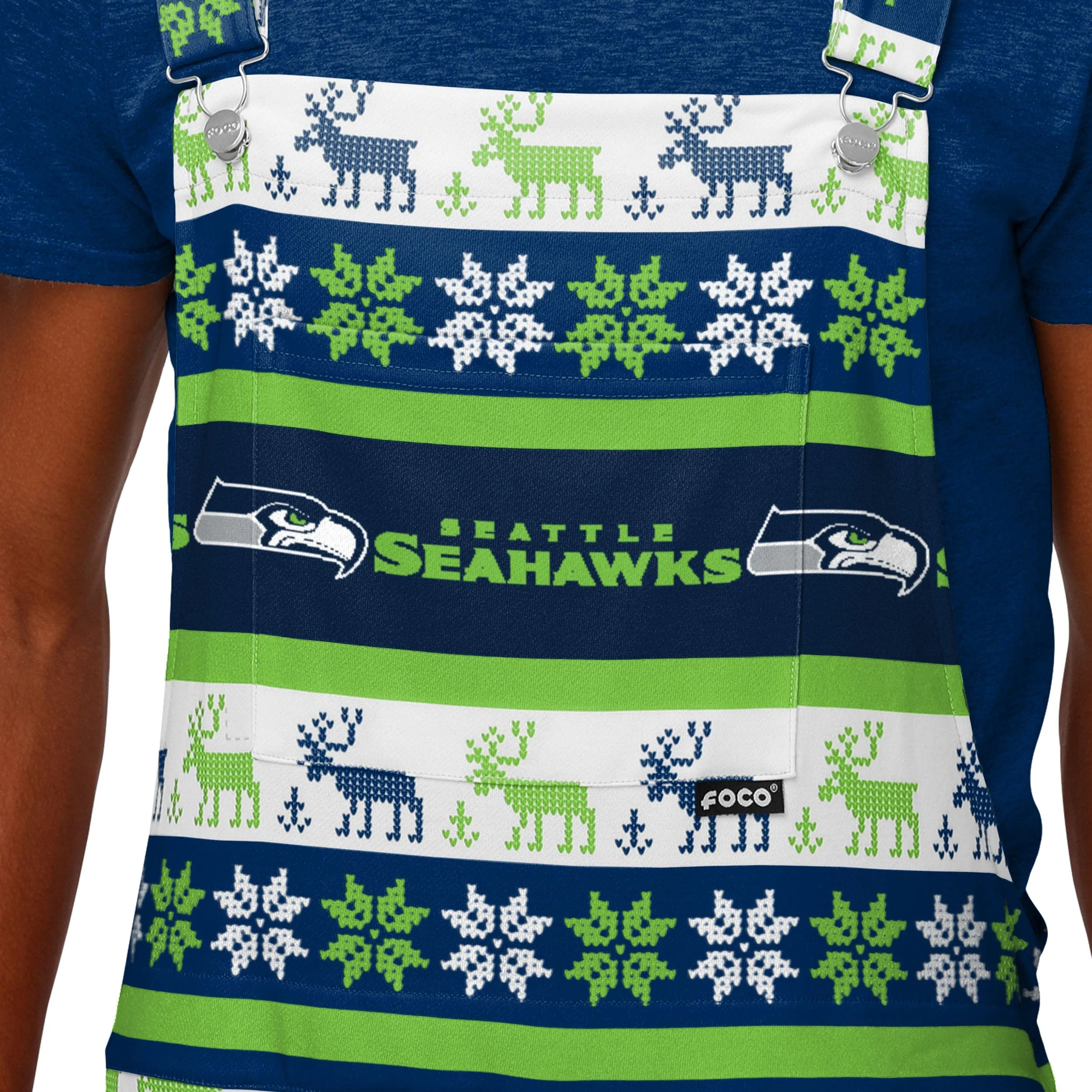 Seattle Seahawks NFL Mens Ugly Home Gating Bib Overalls - Image 4