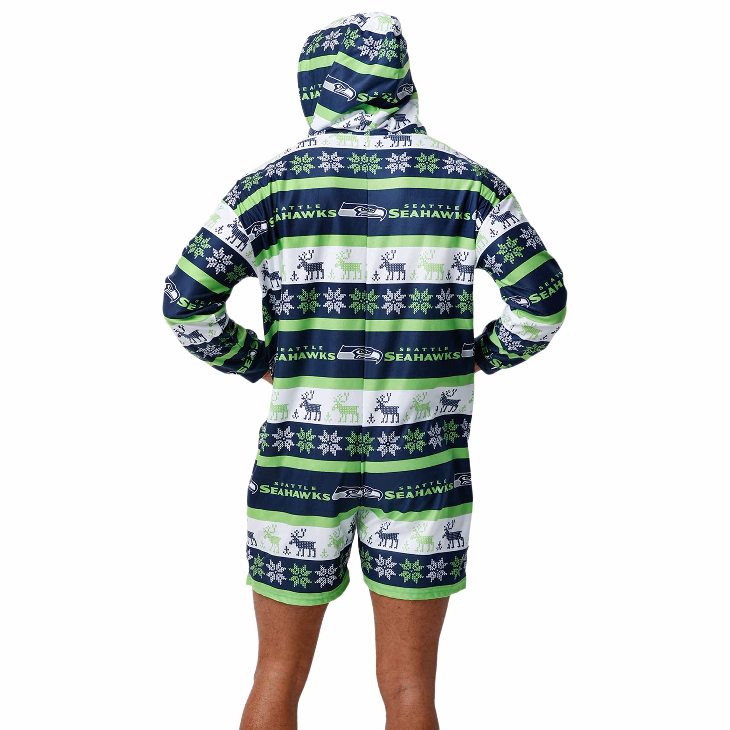 Seattle Seahawks NFL Mens Ugly Short One Piece Pajamas - Image 2