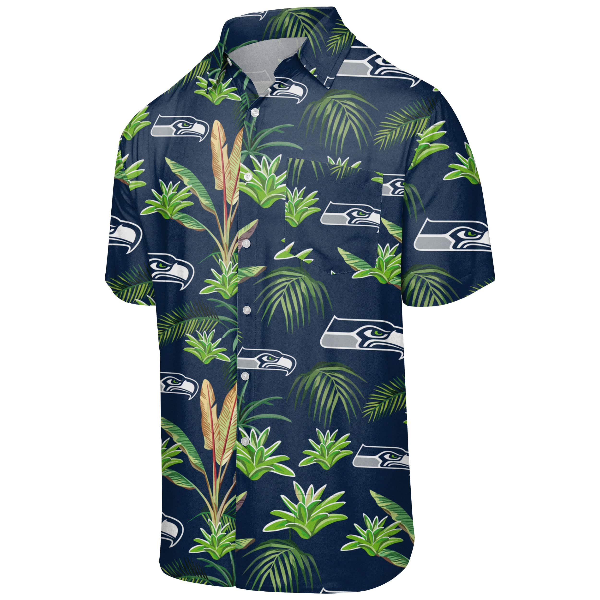 Seattle Seahawks NFL Mens Victory Vacay Button Up Shirt - Image 5