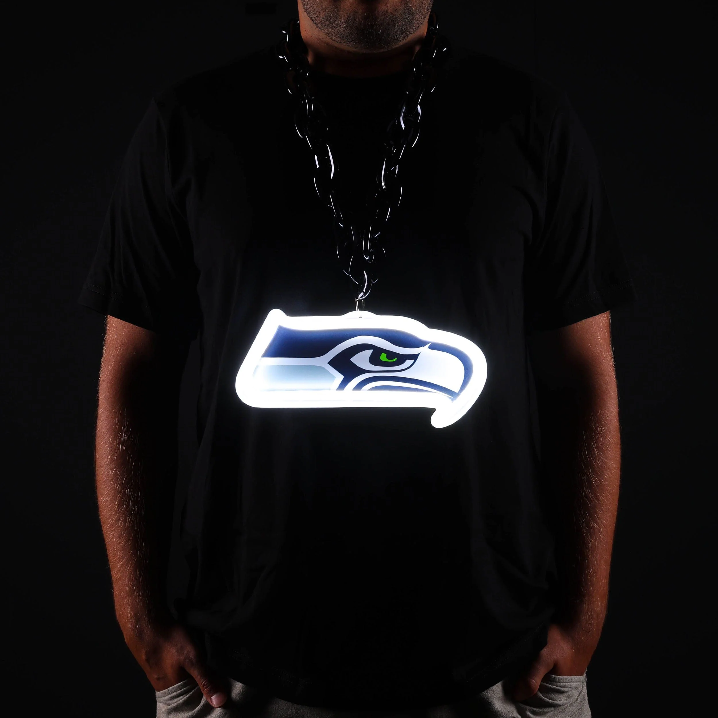 Seattle Seahawks NFL Neon Light Up Big Logo Chain - Image 3