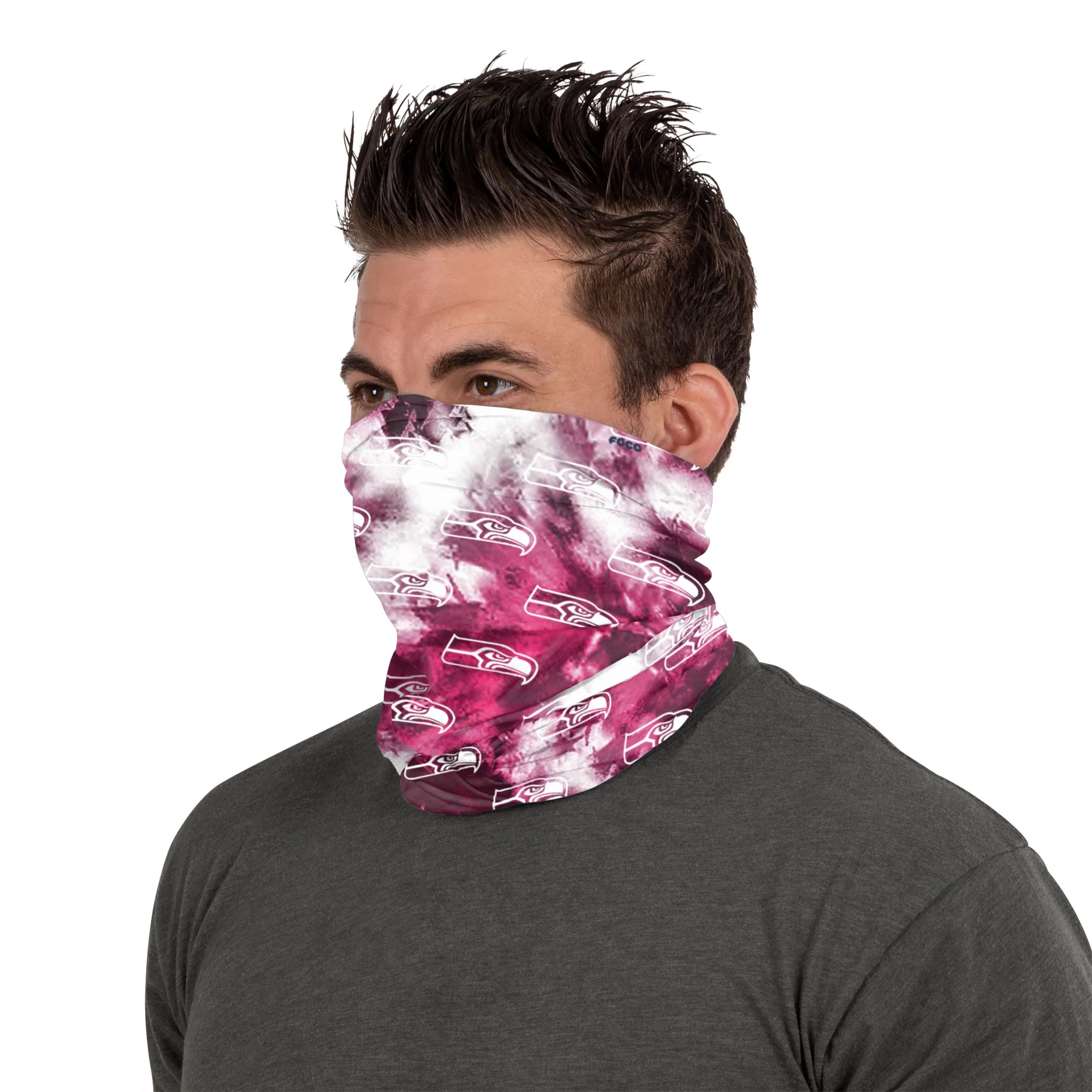 Seattle Seahawks NFL Pink Tie-Dye Gaiter Scarf - Image 4