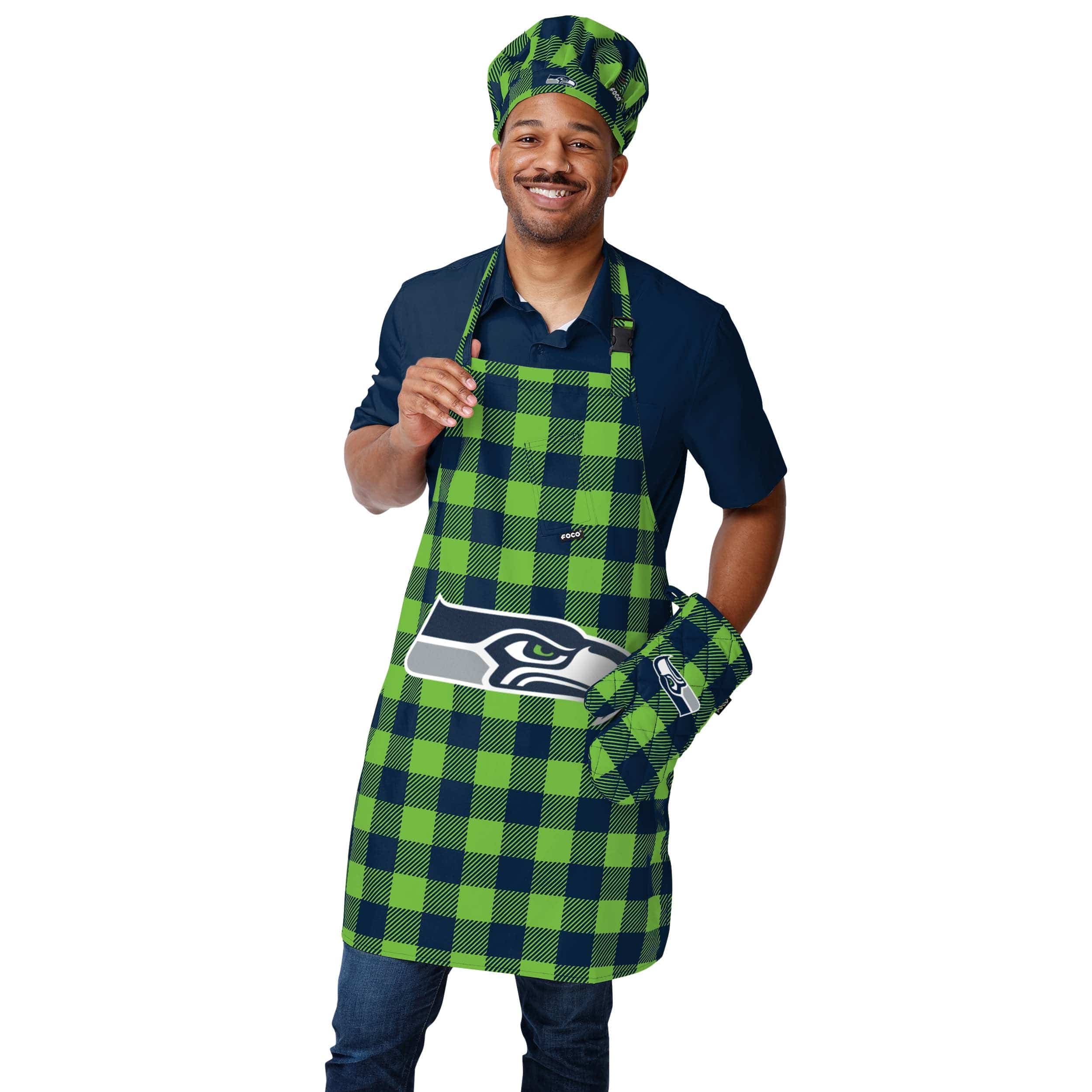Seattle Seahawks NFL Plaid Chef Hat - Image 2